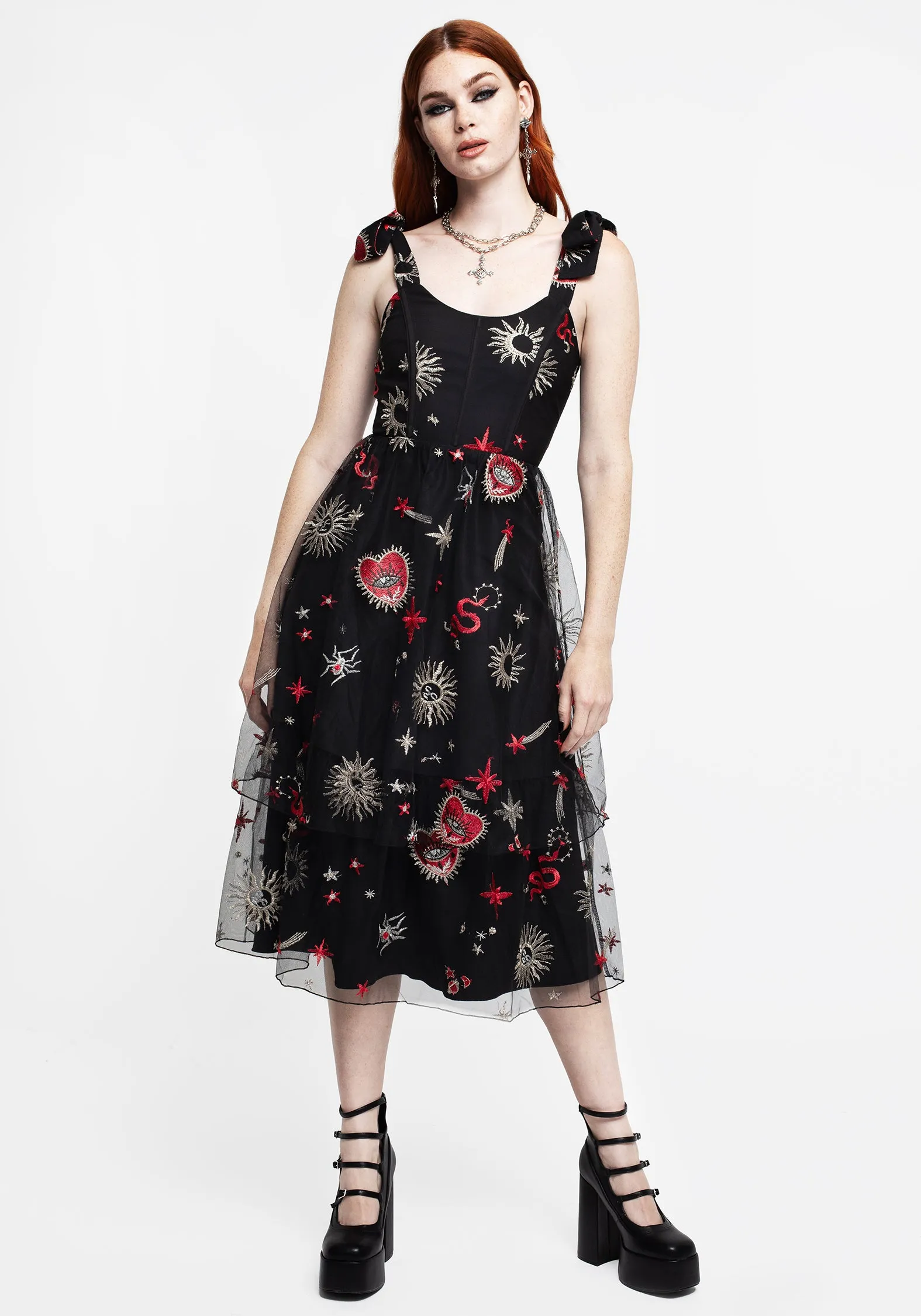Bloodlust Embroidered Corset Midi Dress sold by Disturbia product image thumbnail 4