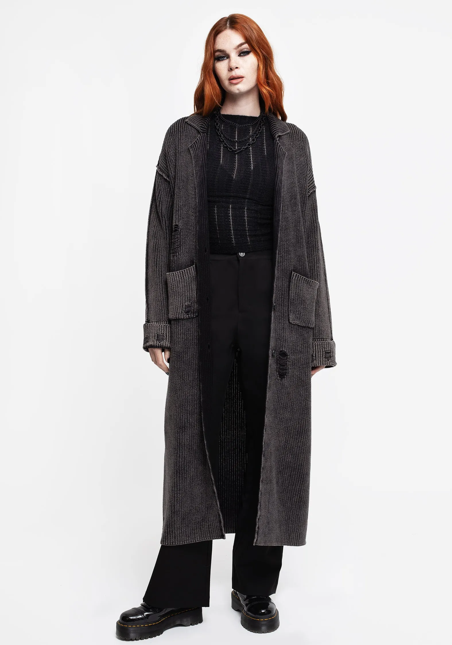 Allison Distressed Knit Longline Cardigan sold by Disturbia product image thumbnail 2