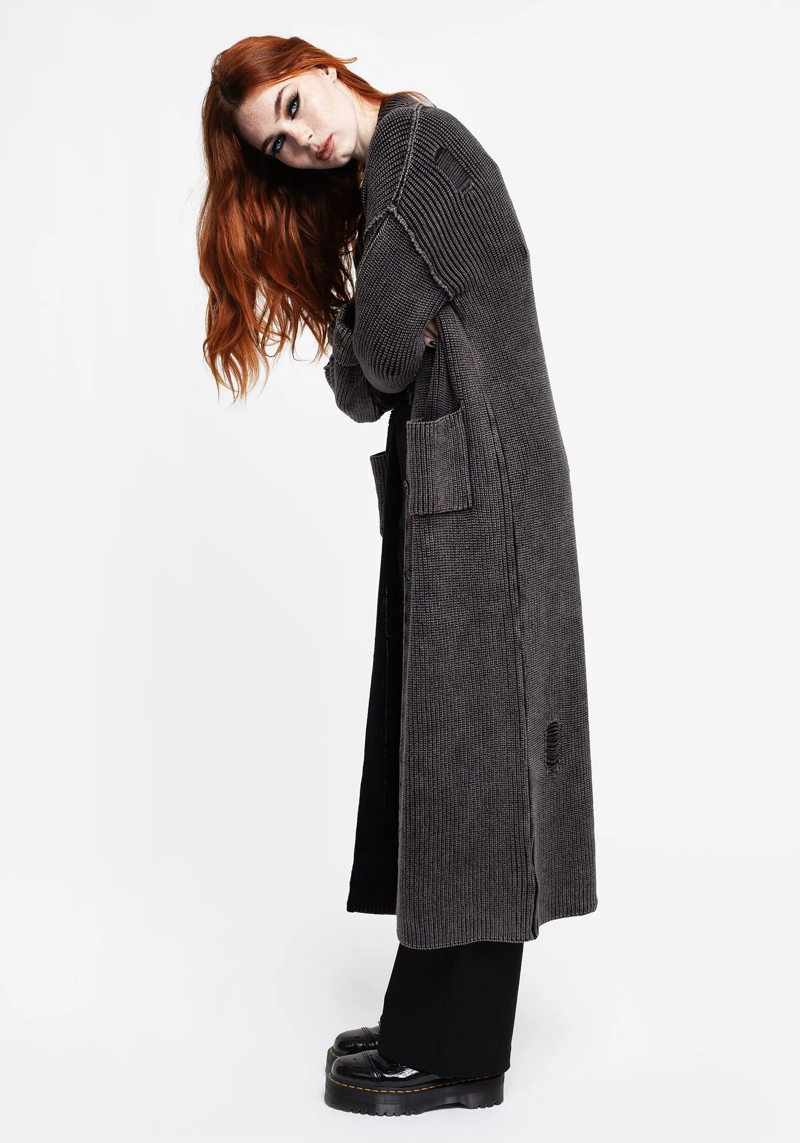 Allison Distressed Knit Longline Cardigan sold by Disturbia product image thumbnail 5