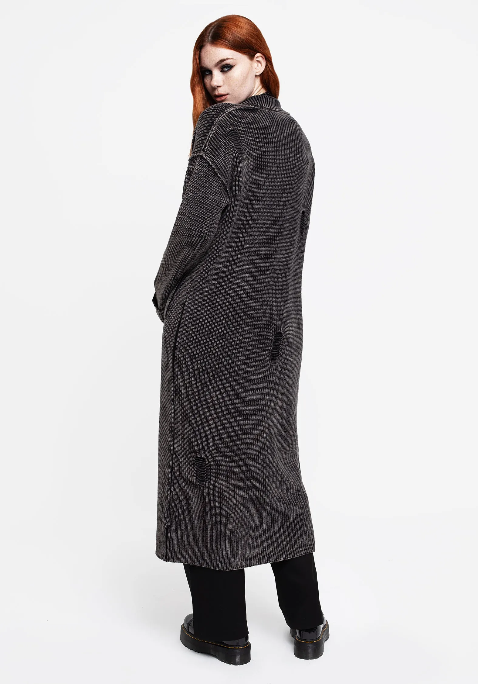Allison Distressed Knit Longline Cardigan sold by Disturbia product image thumbnail 4