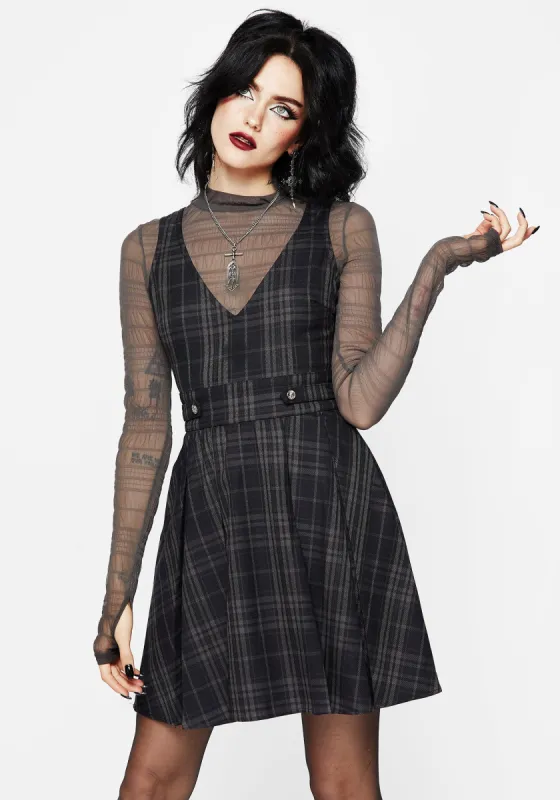Reckless Check Mini Pinafore Dress sold by Disturbia