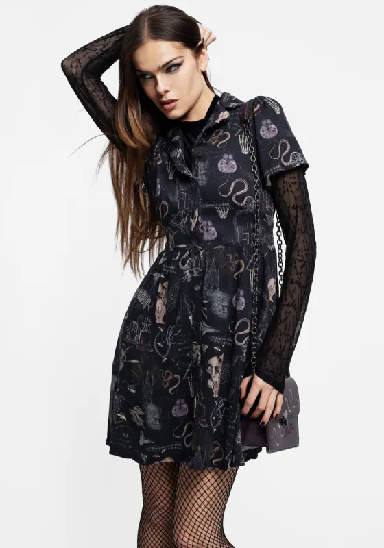 Maudeline Victoriana Print Eco-Viscose Mini Shirt Dress sold by Disturbia