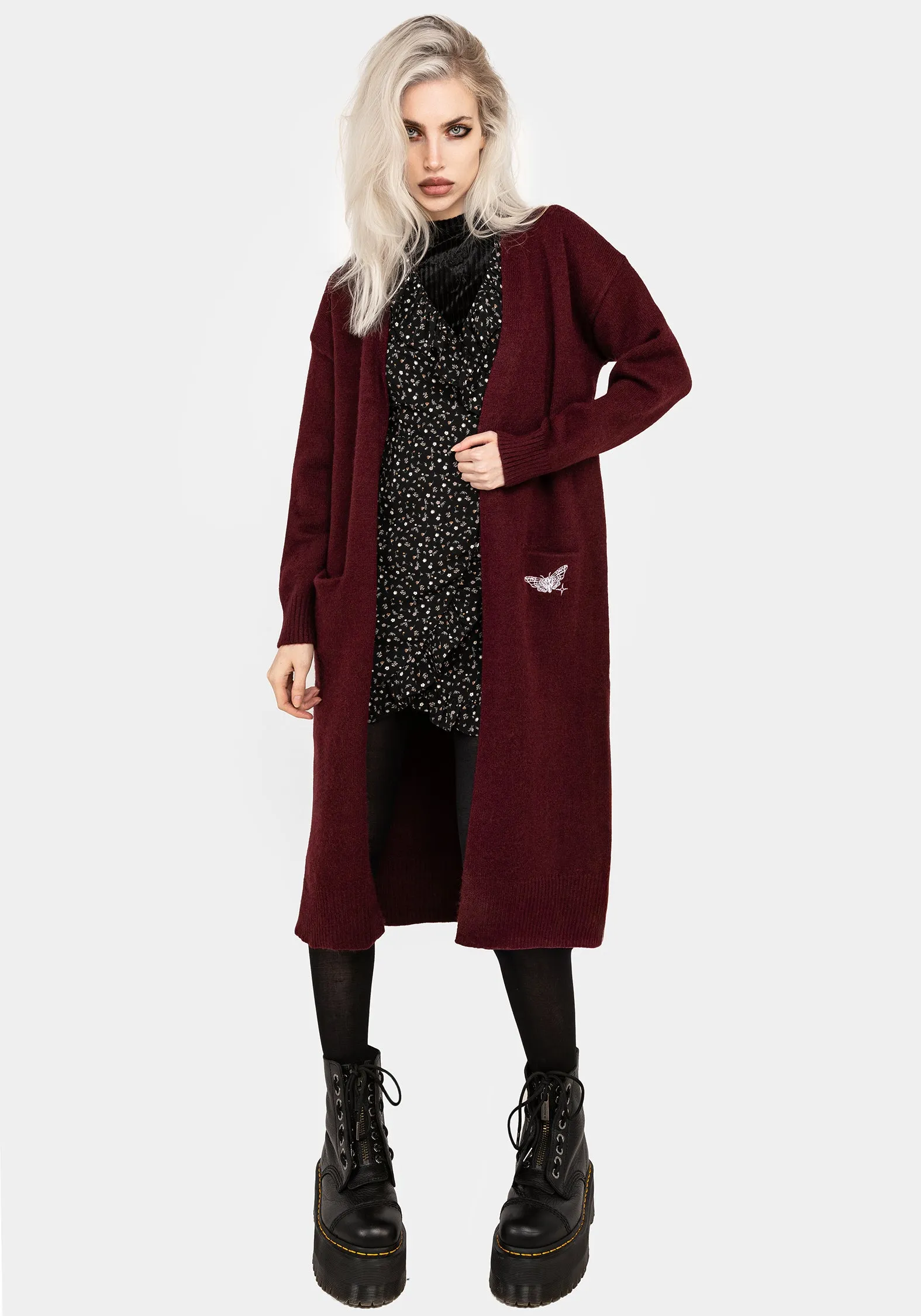 Rosamoth Embroidered Knit Longline Cardigan sold by Disturbia