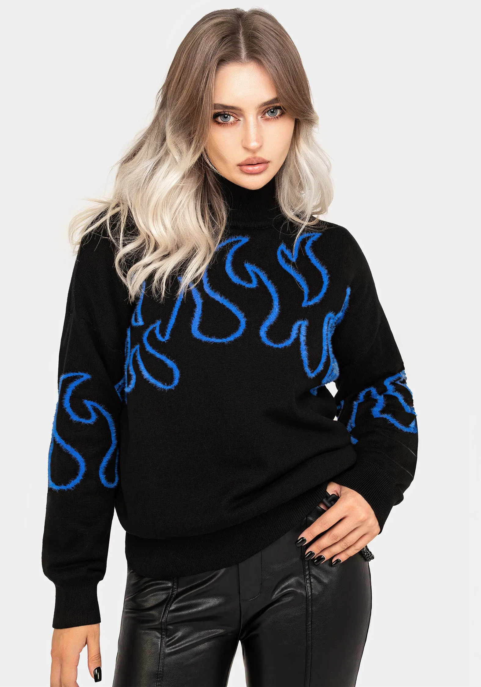 Blaze Flame Knit Jumper - Blue sold by Disturbia product image thumbnail 5