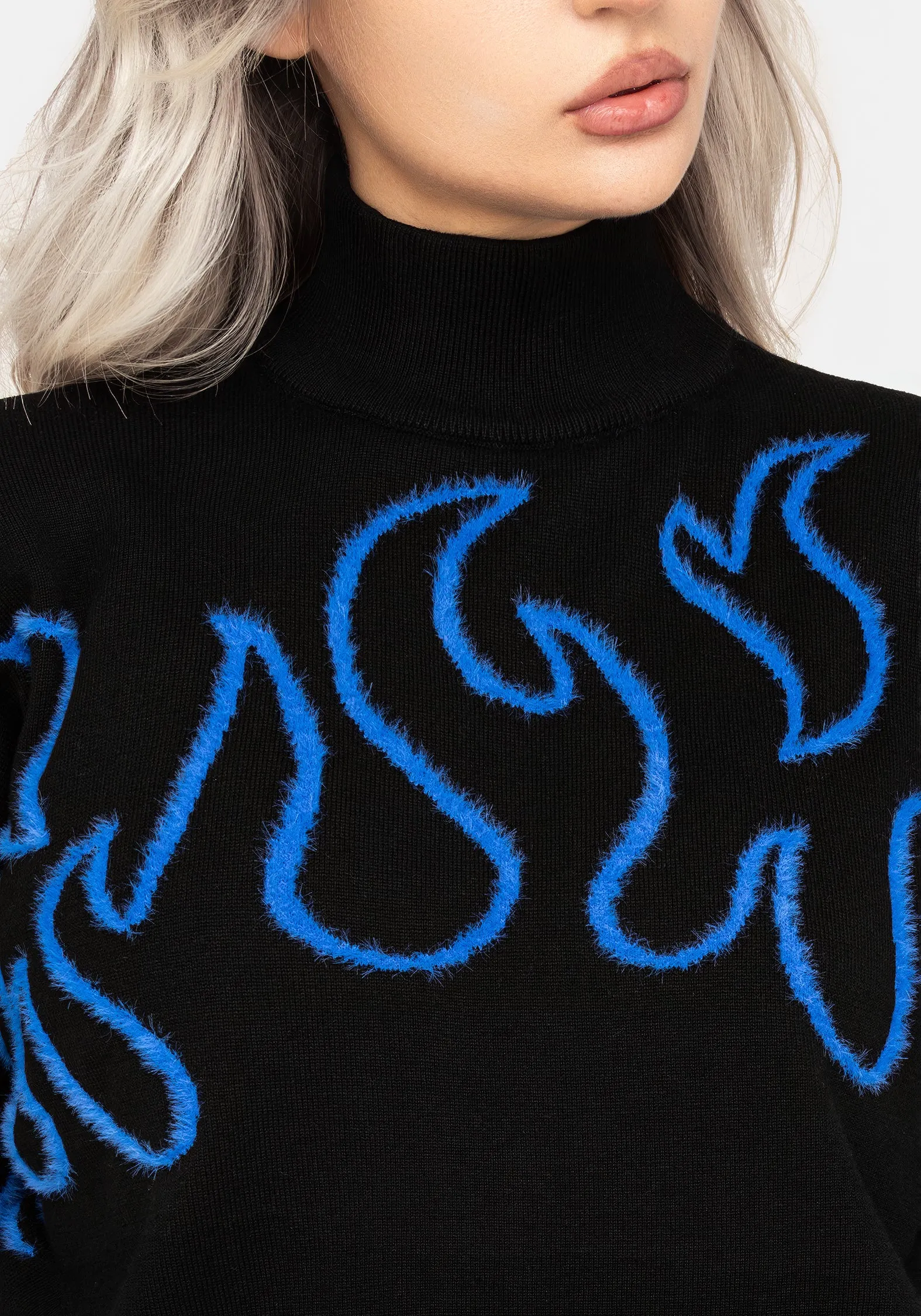 Blaze Flame Knit Jumper - Blue sold by Disturbia product image thumbnail 2