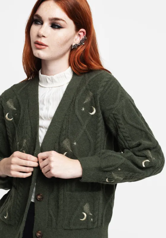 Dianne Embroidered Cable Knit Cardigan sold by Disturbia