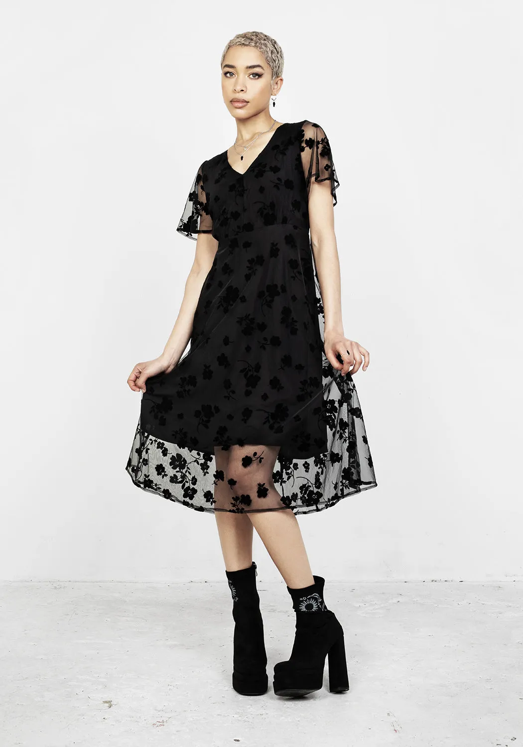 STEVIE FLOCKED MIDI DRESS sold by Disturbia product image thumbnail 5