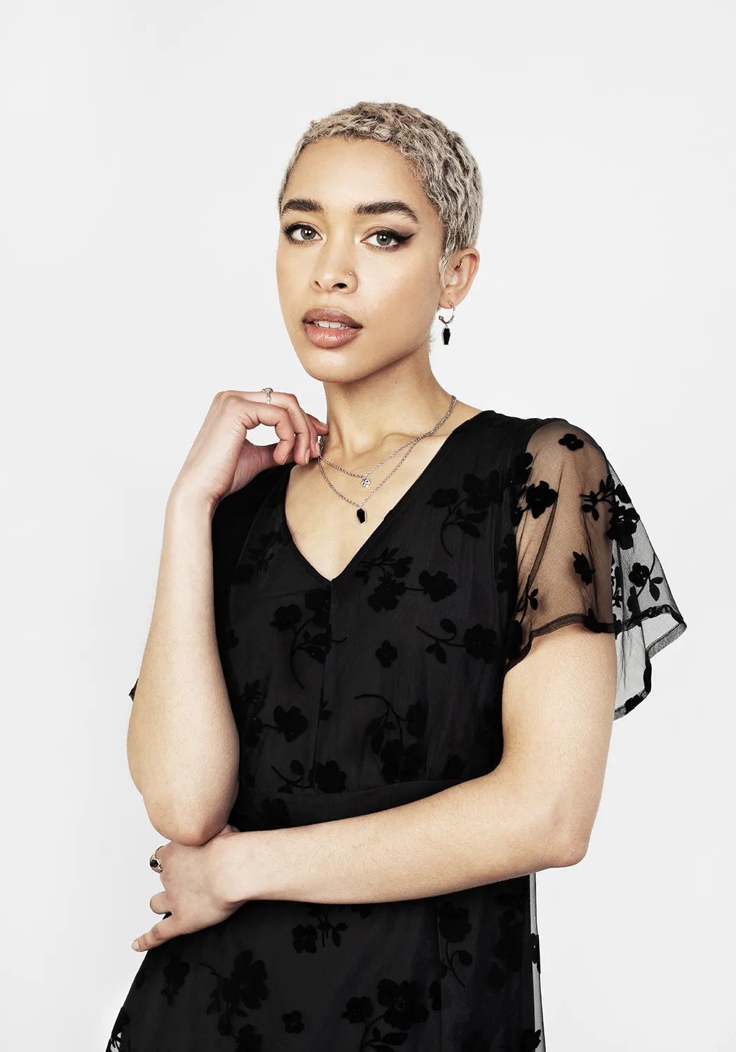 STEVIE FLOCKED MIDI DRESS sold by Disturbia product image thumbnail 2
