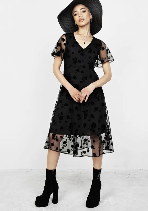 STEVIE FLOCKED MIDI DRESS sold by Disturbia