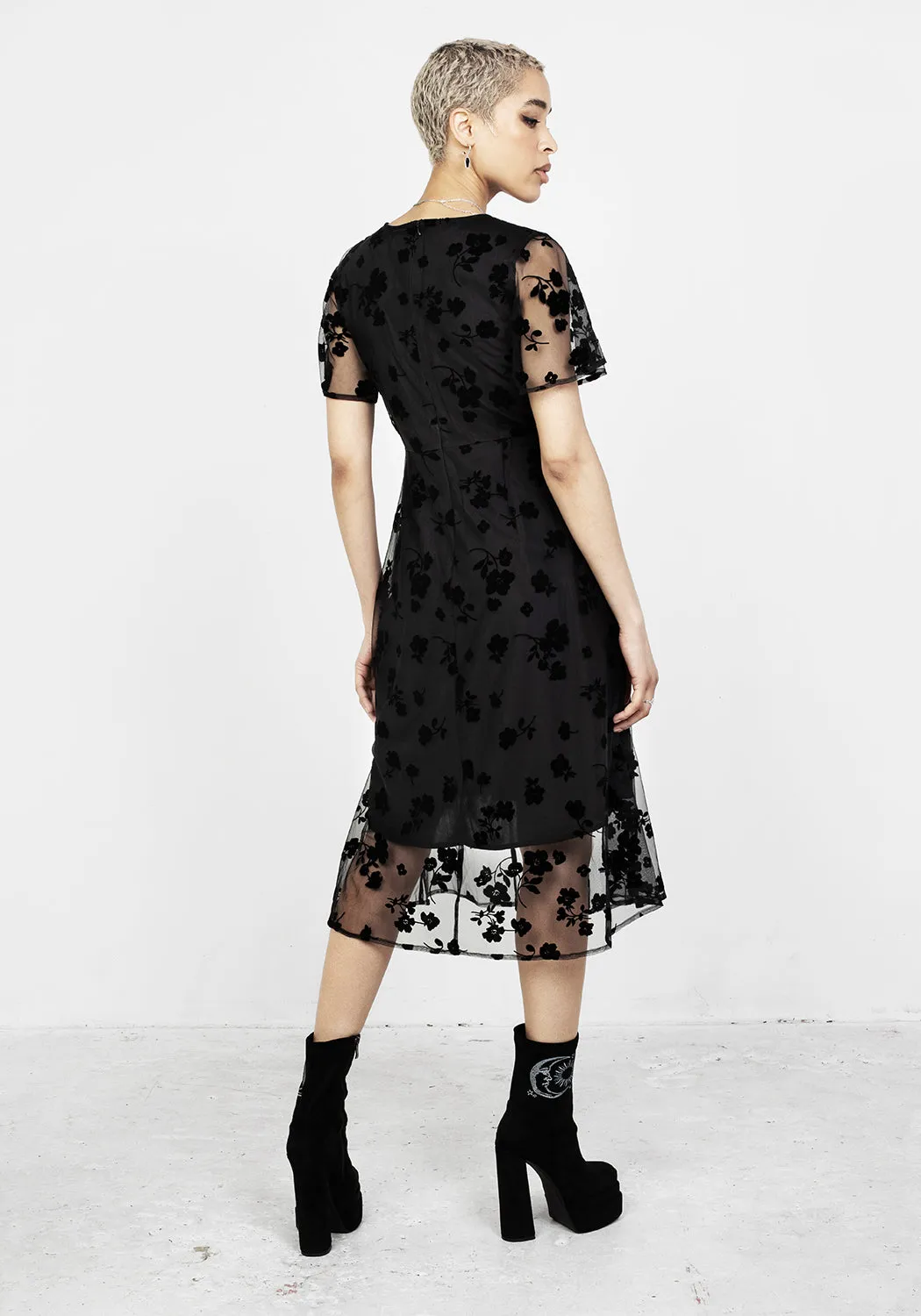 STEVIE FLOCKED MIDI DRESS sold by Disturbia product image thumbnail 3