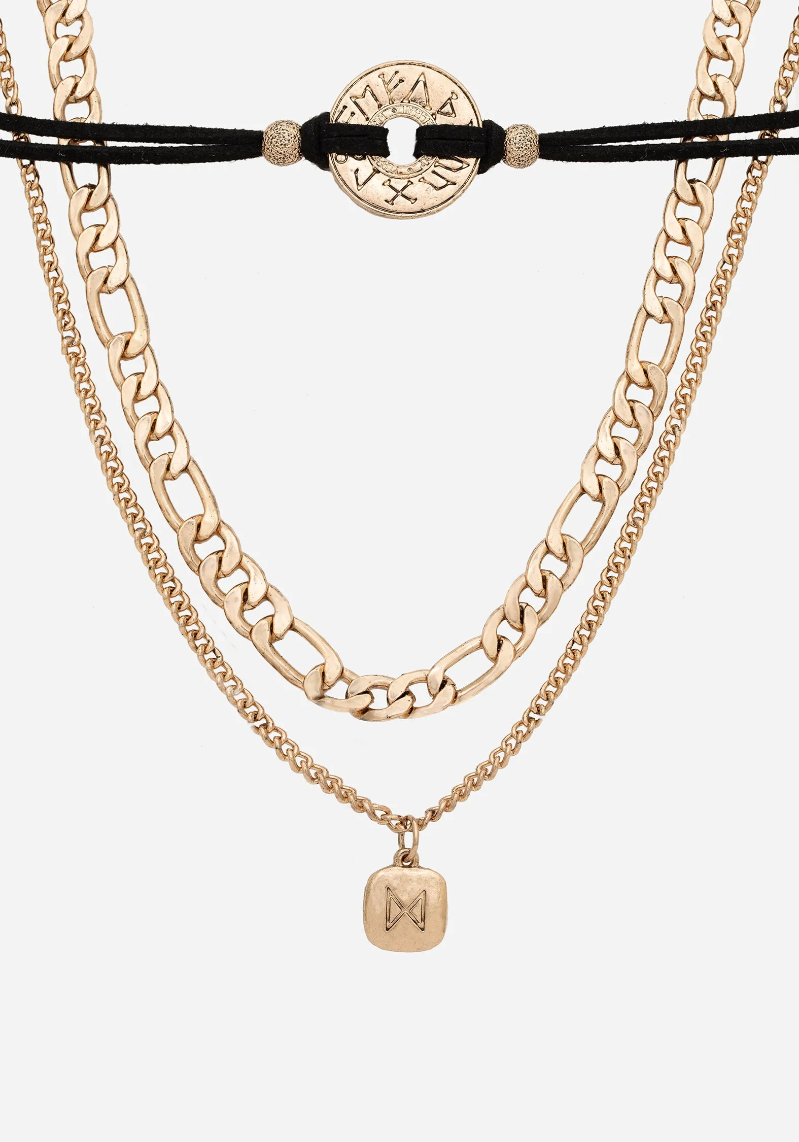 Runes Layered Necklace - Gold sold by Disturbia