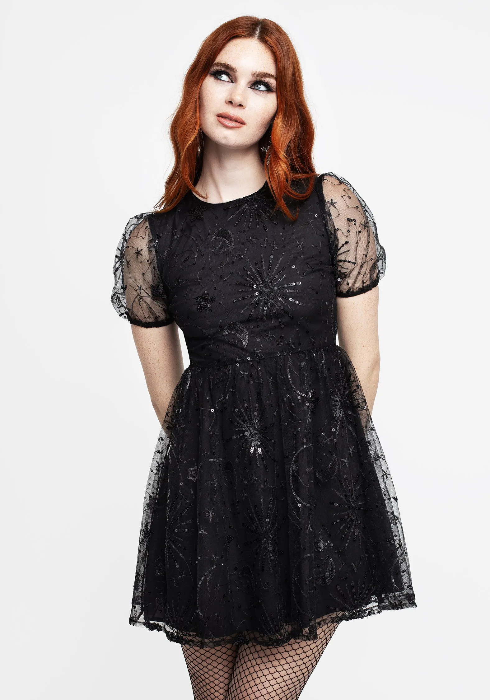 Sirius Sequined Puff Sleeve Mini Dress sold by Disturbia product image thumbnail 4