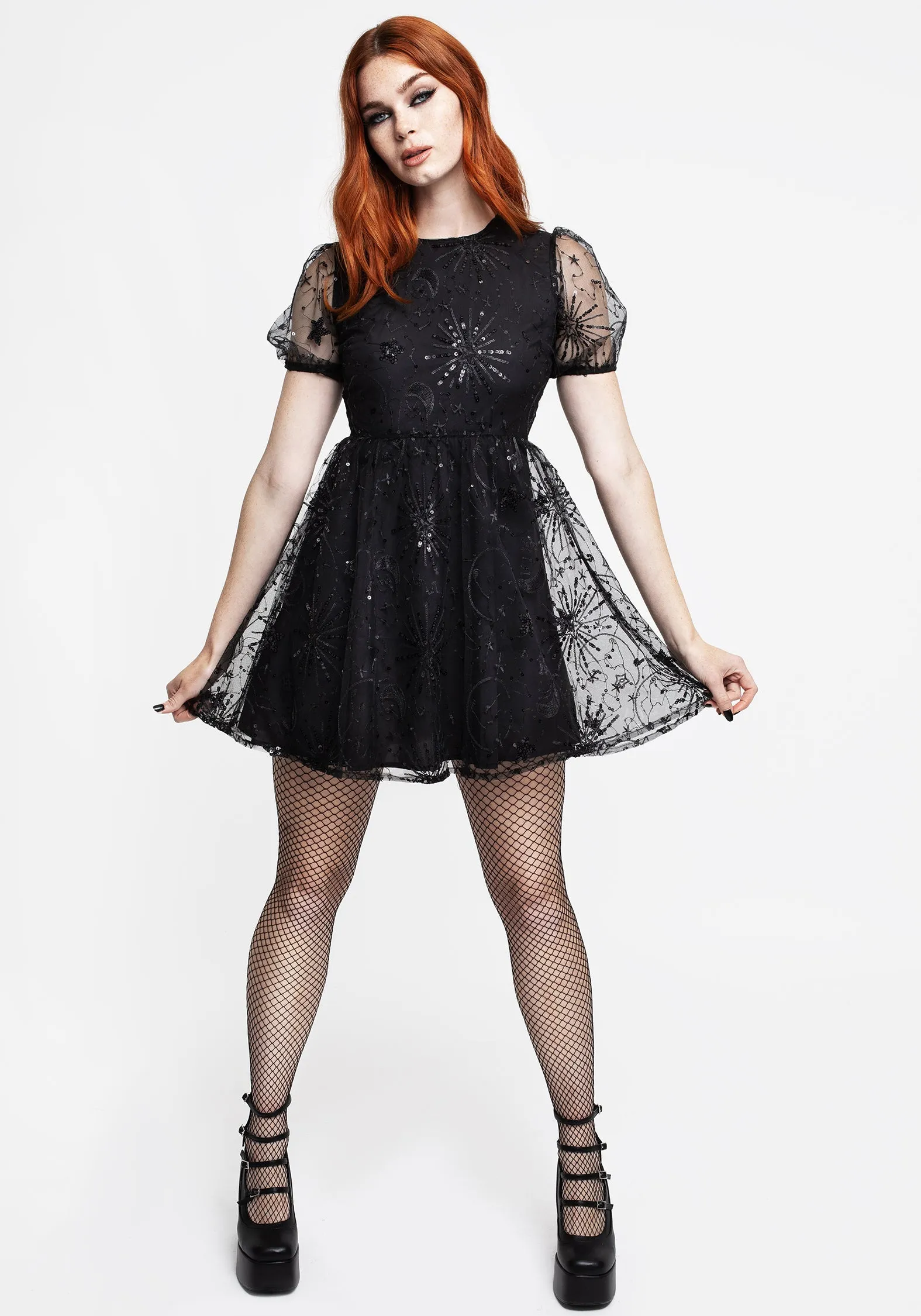 Sirius Sequined Puff Sleeve Mini Dress sold by Disturbia product image thumbnail 5