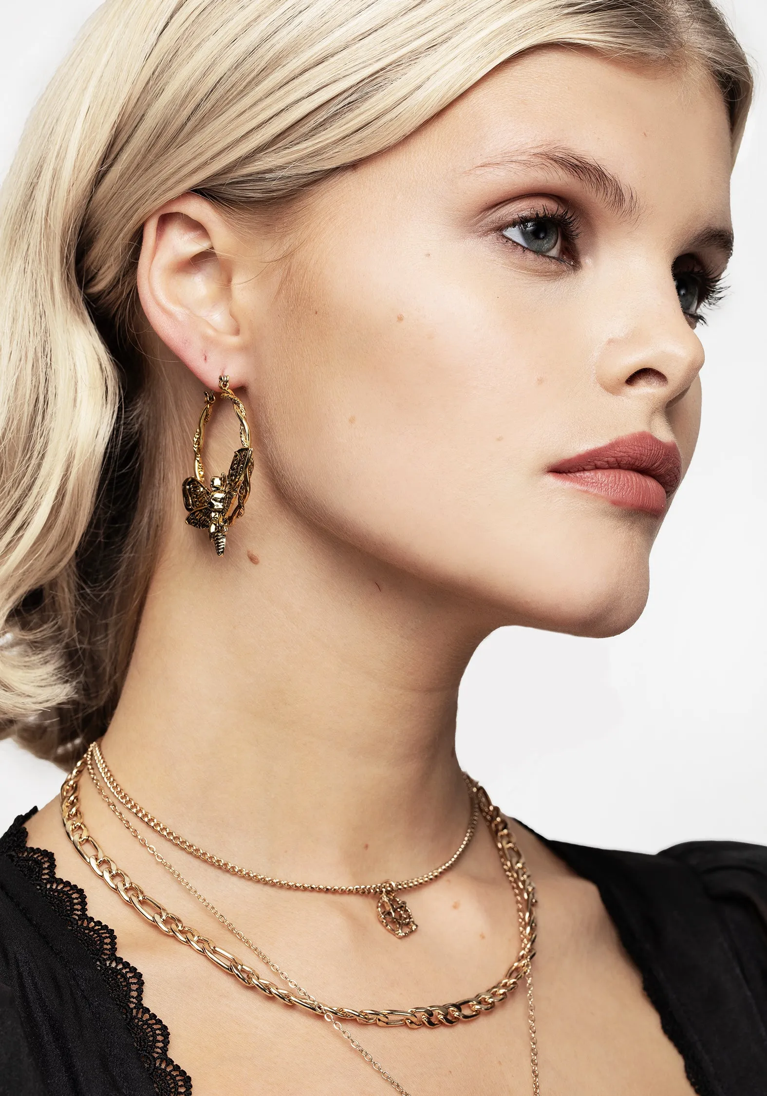 Mortmoth Hoop Earring - Gold sold by Disturbia product image thumbnail 4