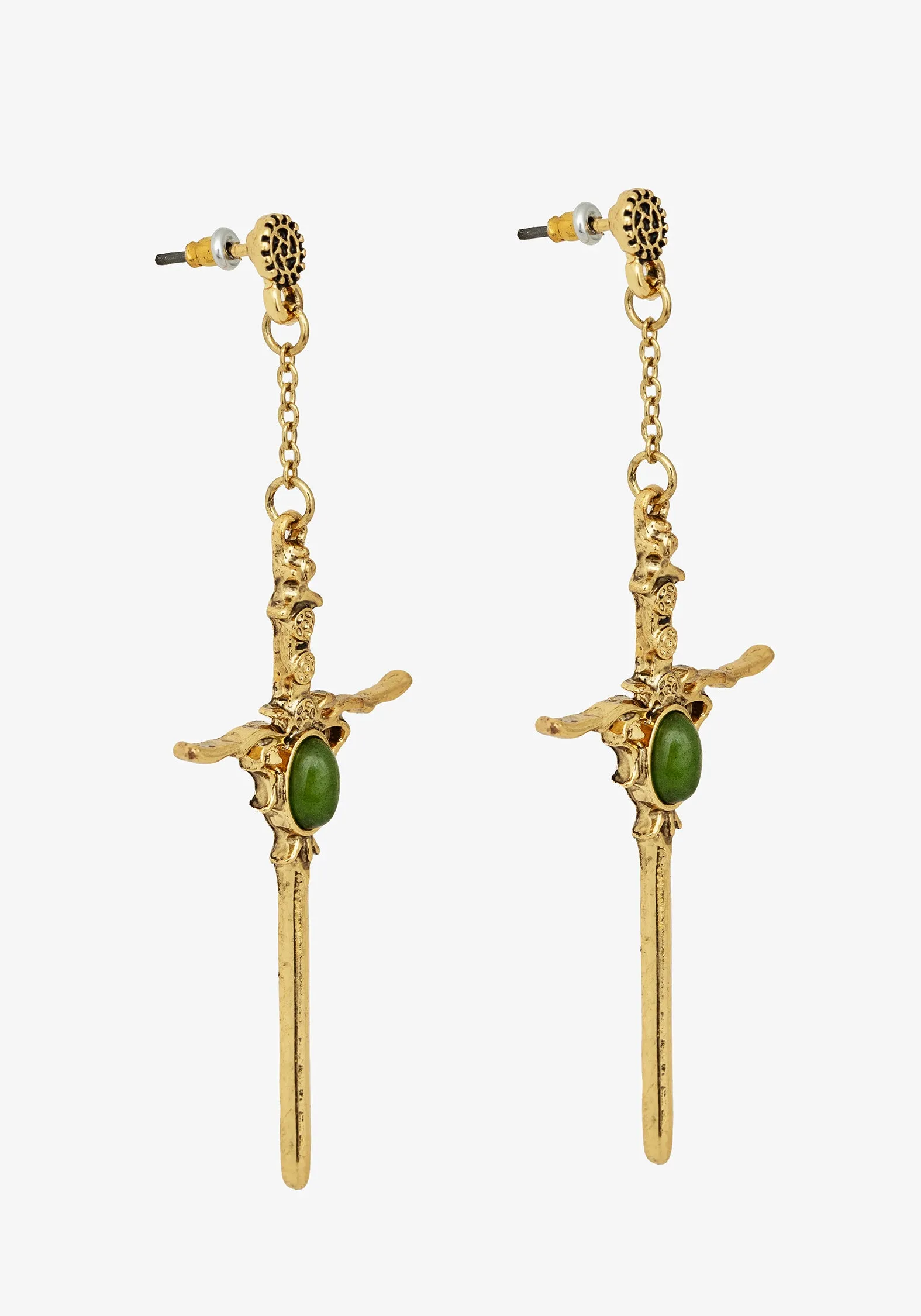 Galatine Green Stone Sword Earrings - Gold sold by Disturbia product image thumbnail 3