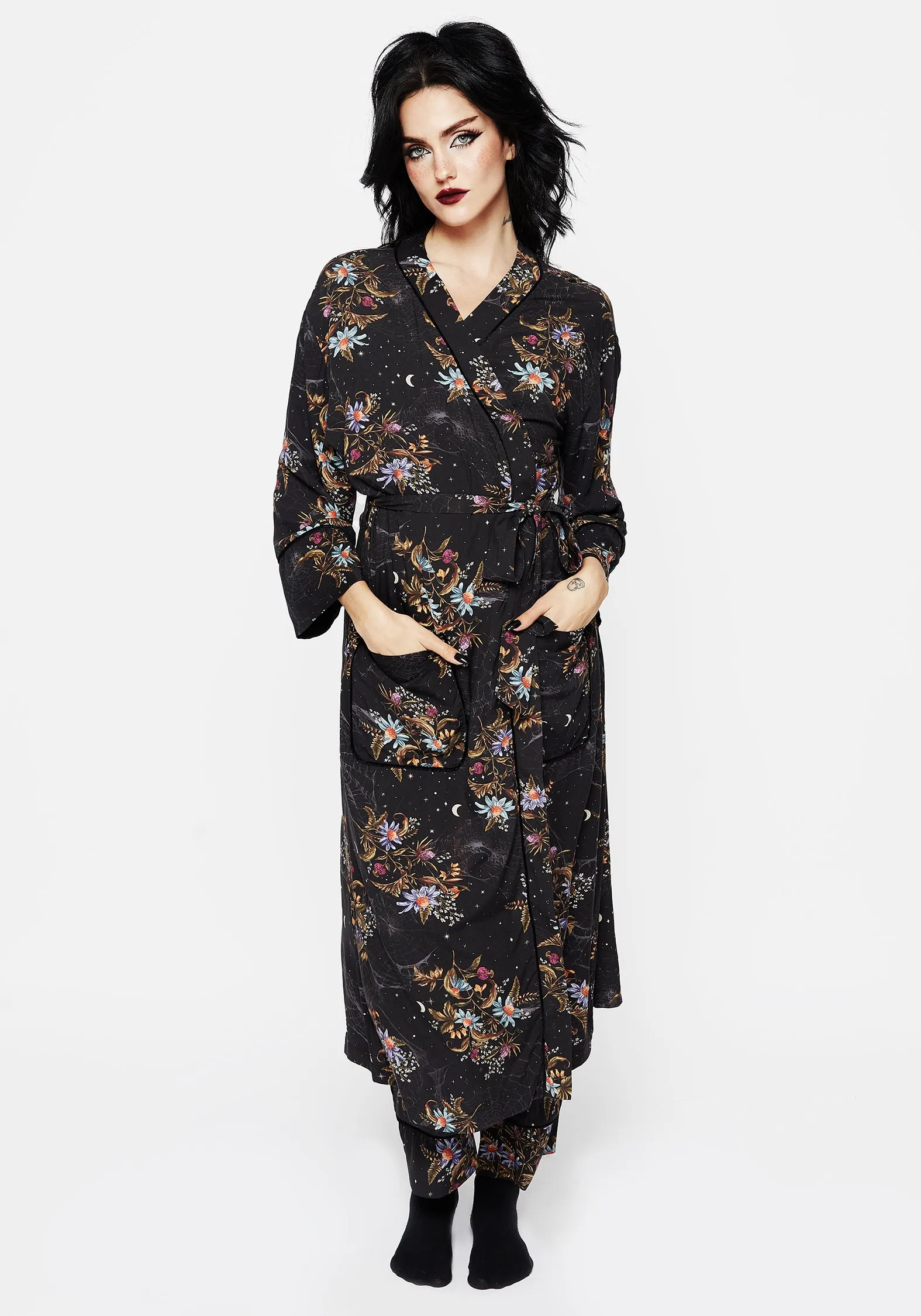 Cleome Floral Spiderweb Dressing Gown sold by Disturbia