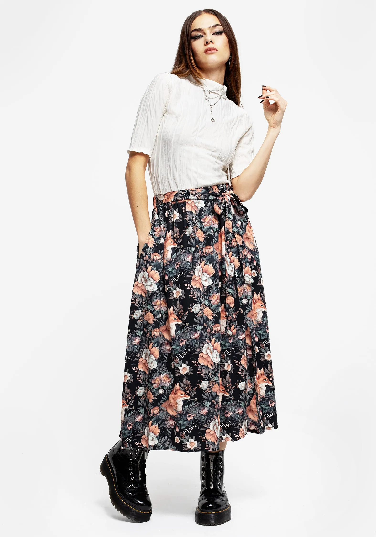 Reynard Fox Floral Print Midi Skirt sold by Disturbia product image thumbnail 5