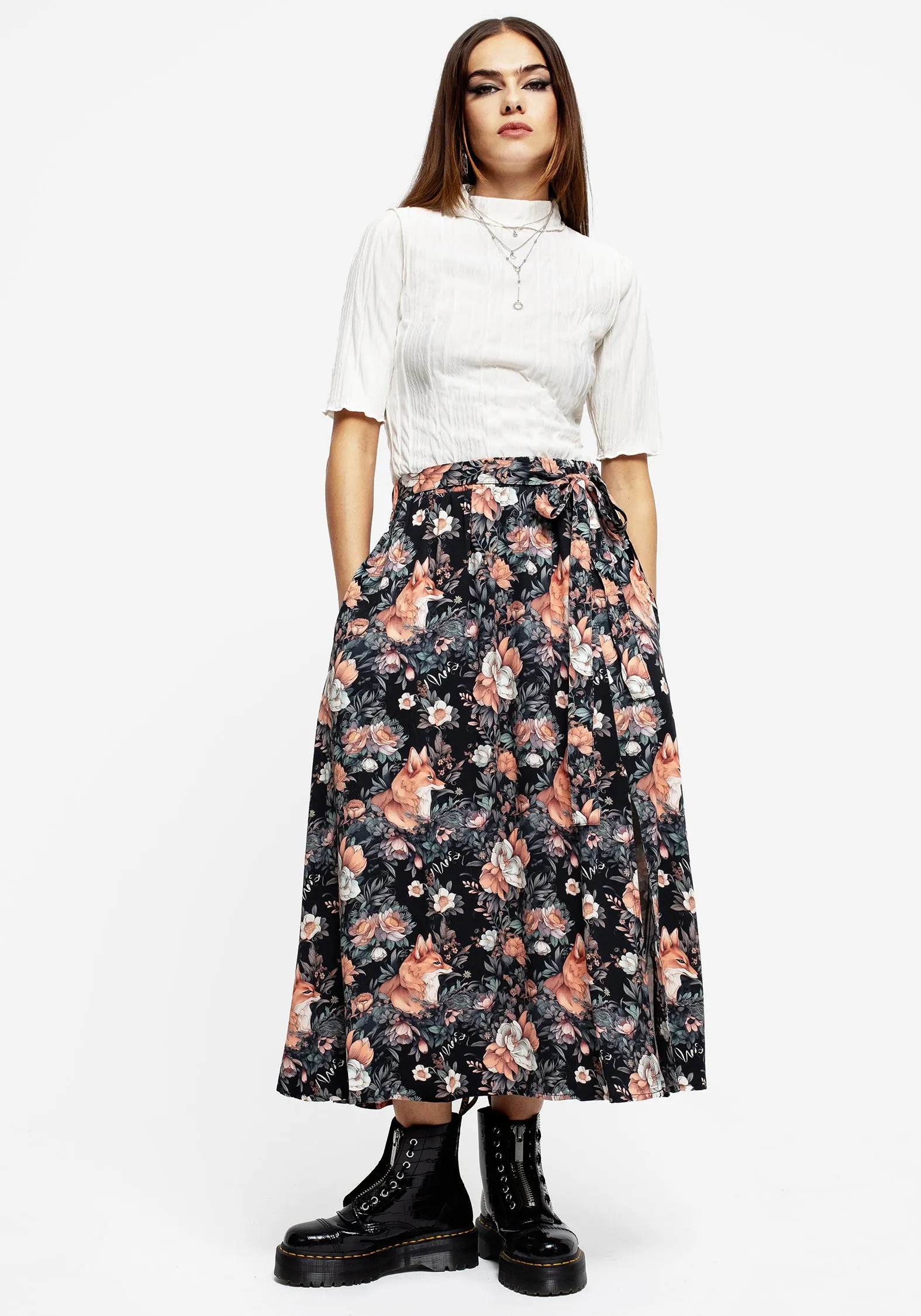 Reynard Fox Floral Print Midi Skirt sold by Disturbia product image thumbnail 3