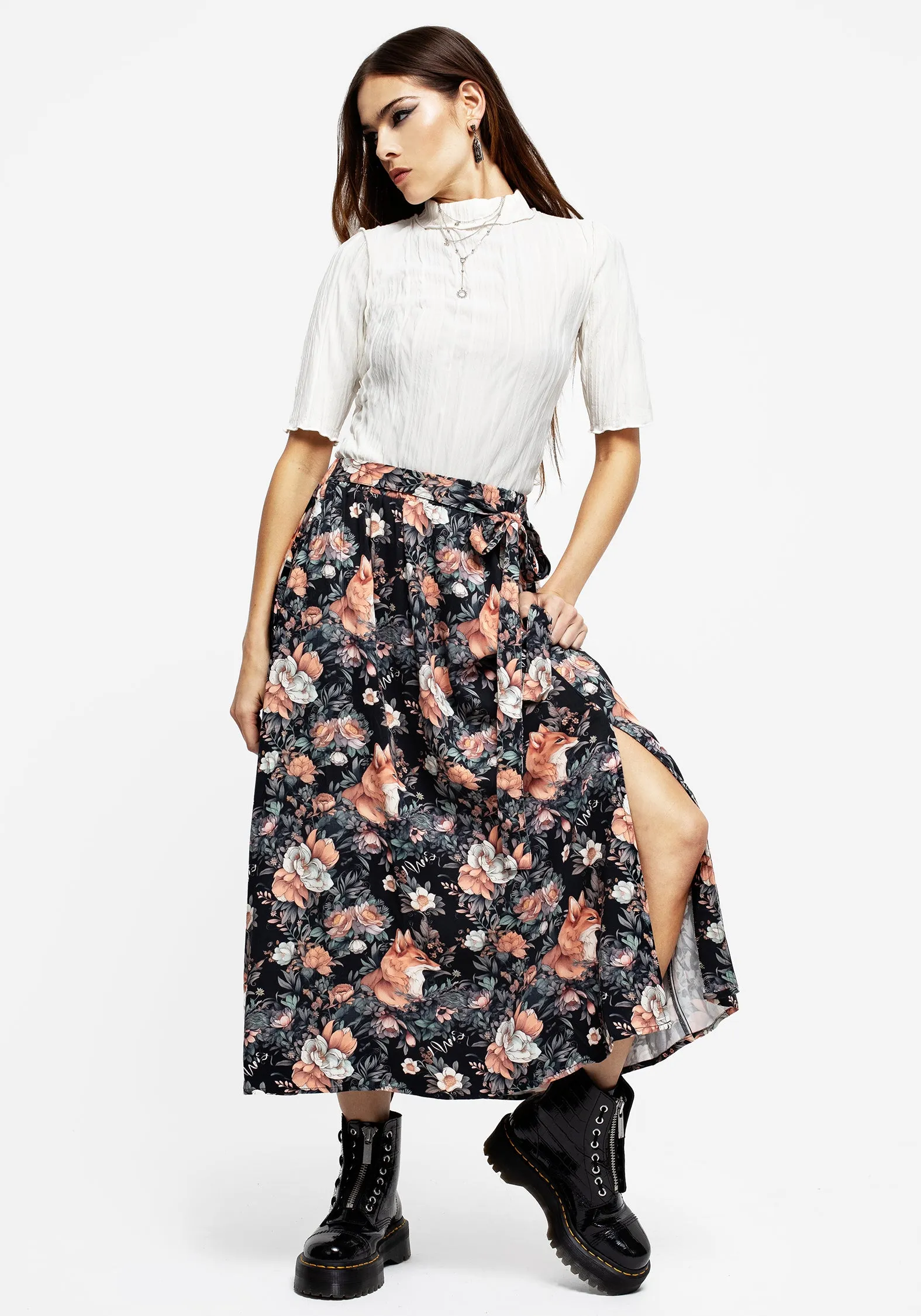 Reynard Fox Floral Print Midi Skirt sold by Disturbia product image thumbnail 4
