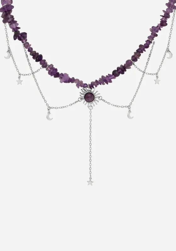 Aurora Gem Choker Necklace - Purple sold by Disturbia