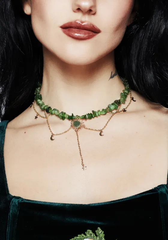 Aurora Gem Choker Necklace - Green sold by Disturbia