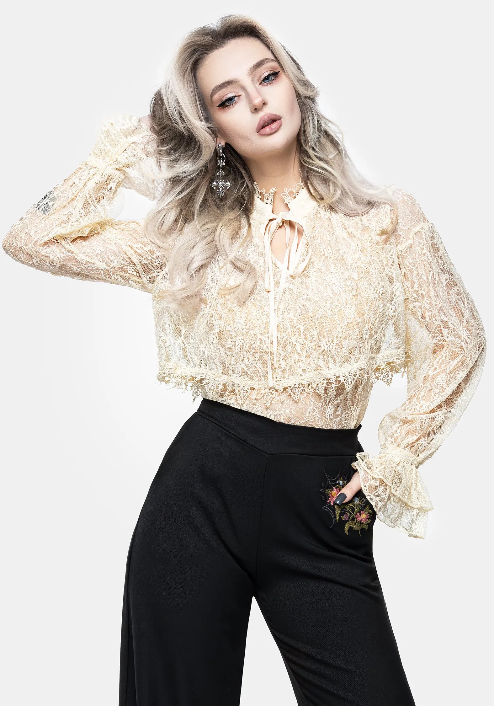 Wither Floral Lace Blouse Top sold by Disturbia product image thumbnail 4
