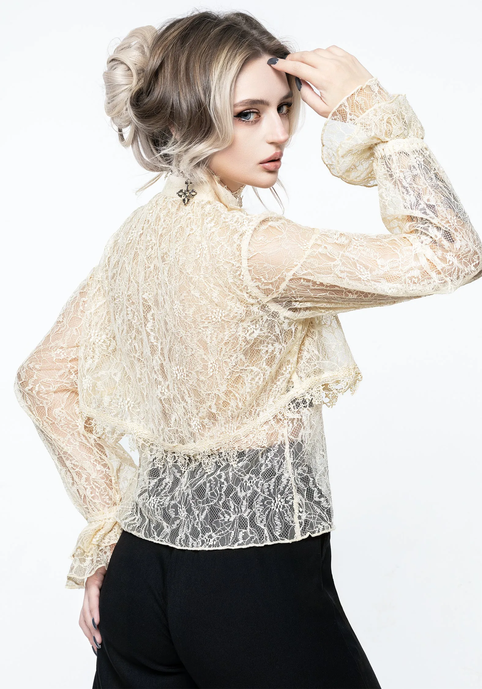 Wither Floral Lace Blouse Top sold by Disturbia product image thumbnail 3