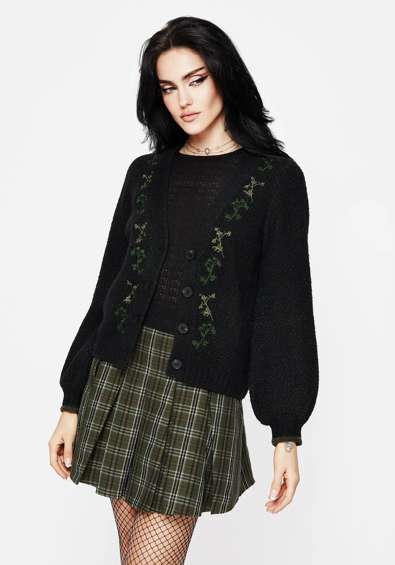 Dawsonia Embroidered Knit Crop Cardigan sold by Disturbia