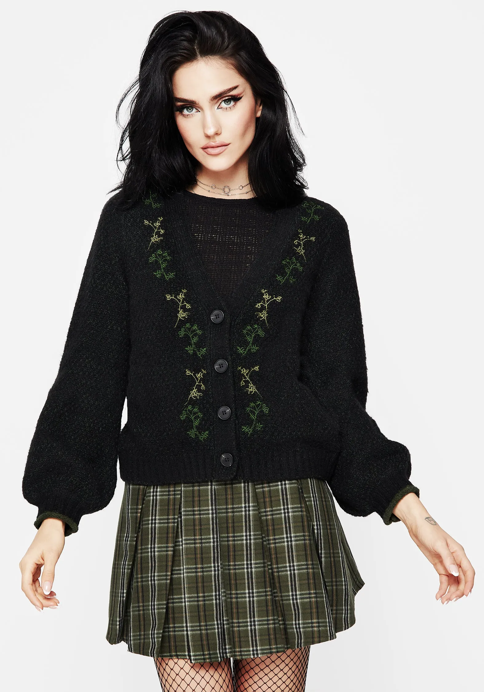 Dawsonia Embroidered Knit Crop Cardigan sold by Disturbia product image thumbnail 5