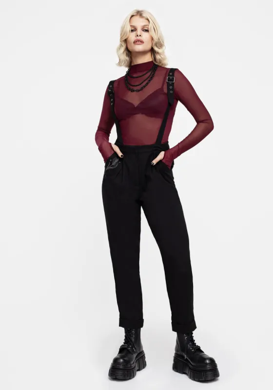 Styx Moth Embroidered Tapered Trousers sold by Disturbia