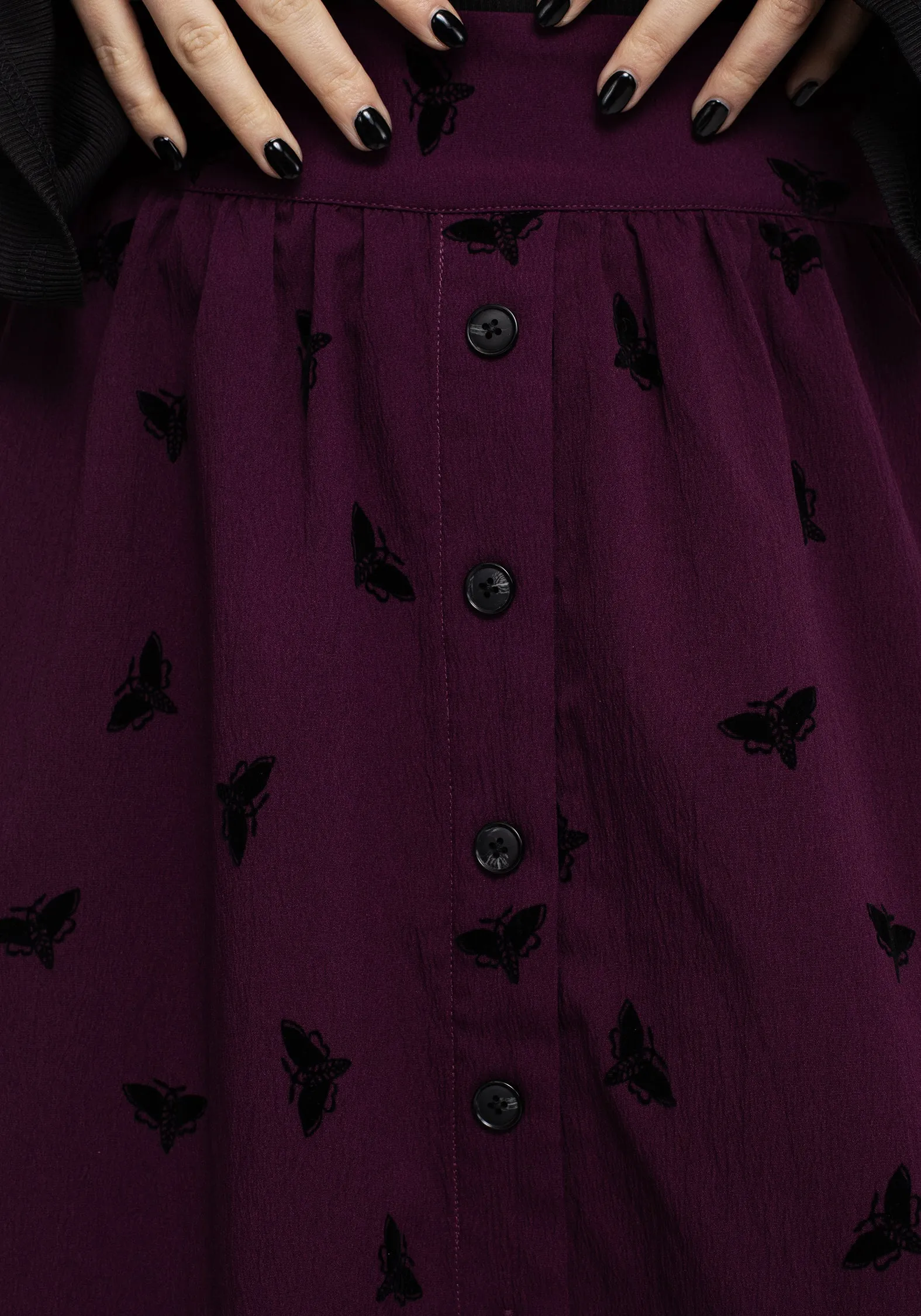 Styx Moth Flocked Velour Print Midi Skirt sold by Disturbia product image thumbnail 2