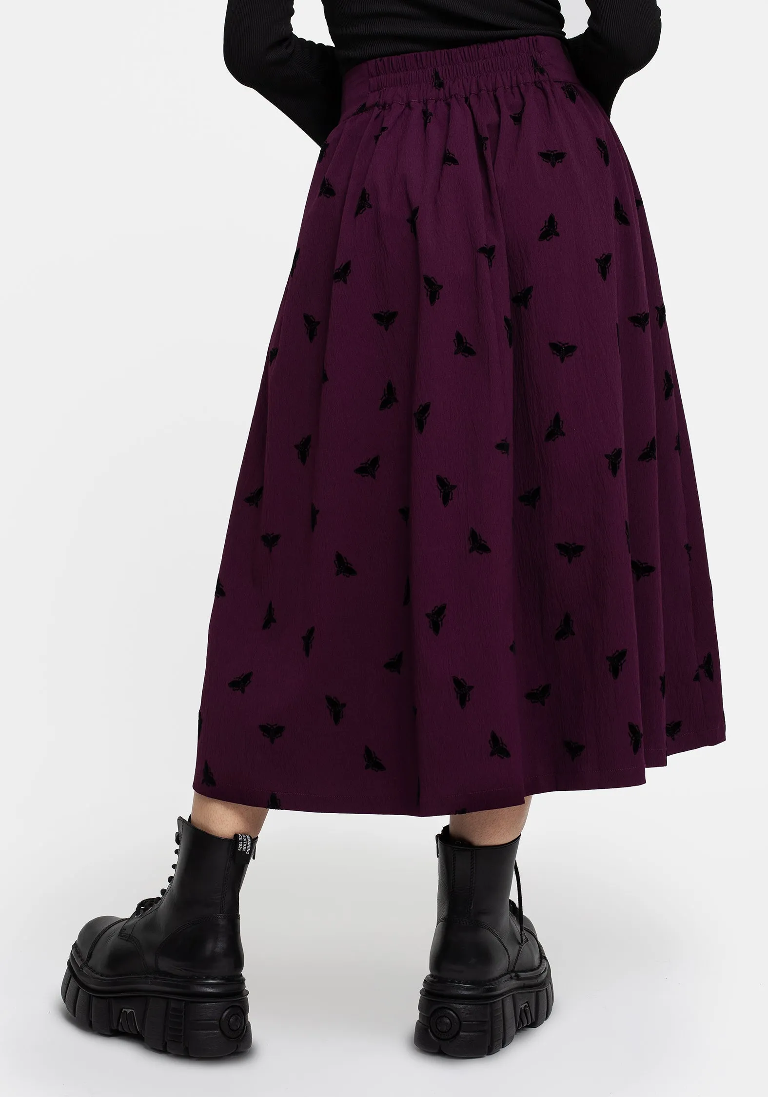 Styx Moth Flocked Velour Print Midi Skirt sold by Disturbia product image thumbnail 3