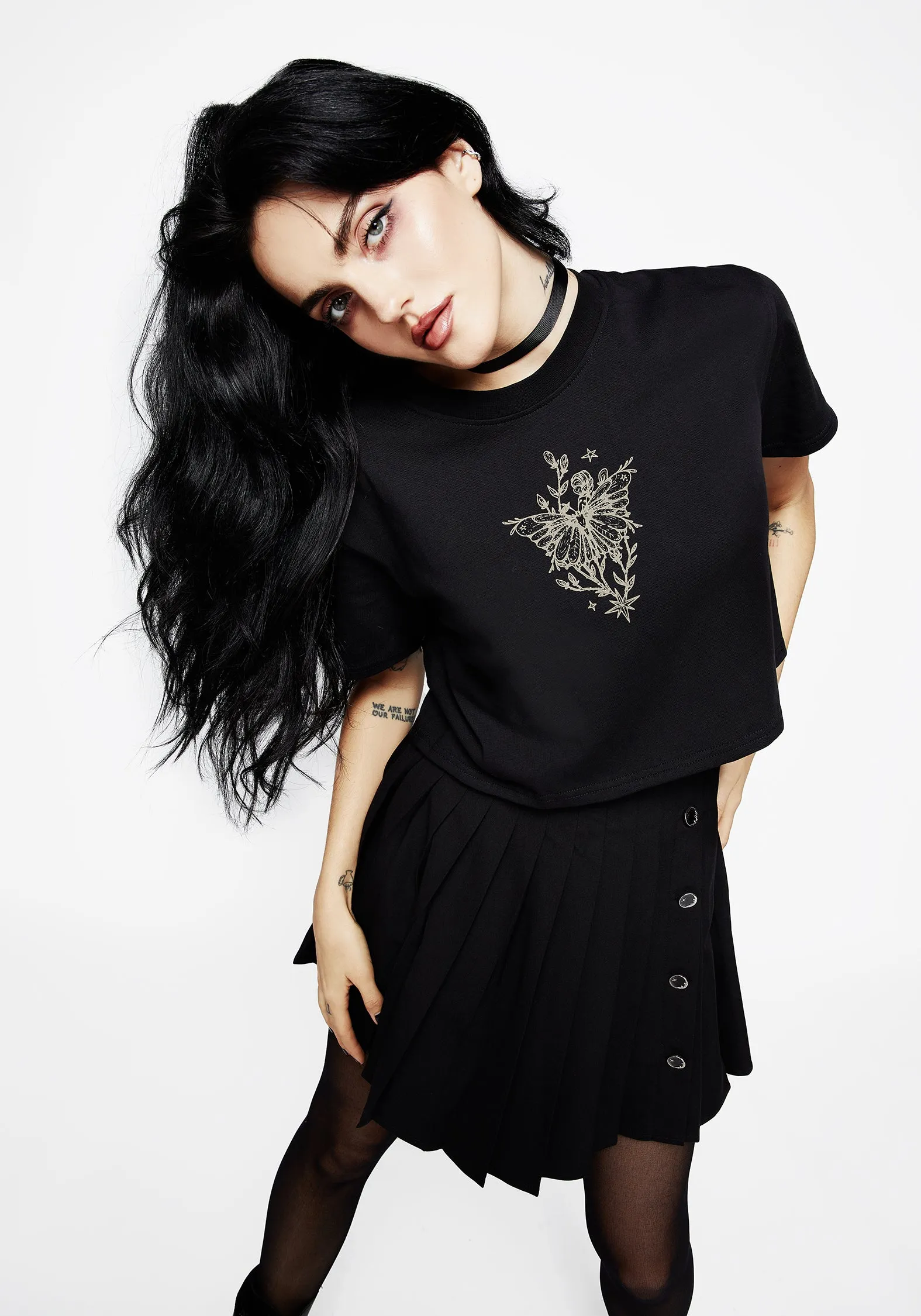 Hawkmoth Graphic Print Boxy Crop Tee sold by Disturbia product image thumbnail 5