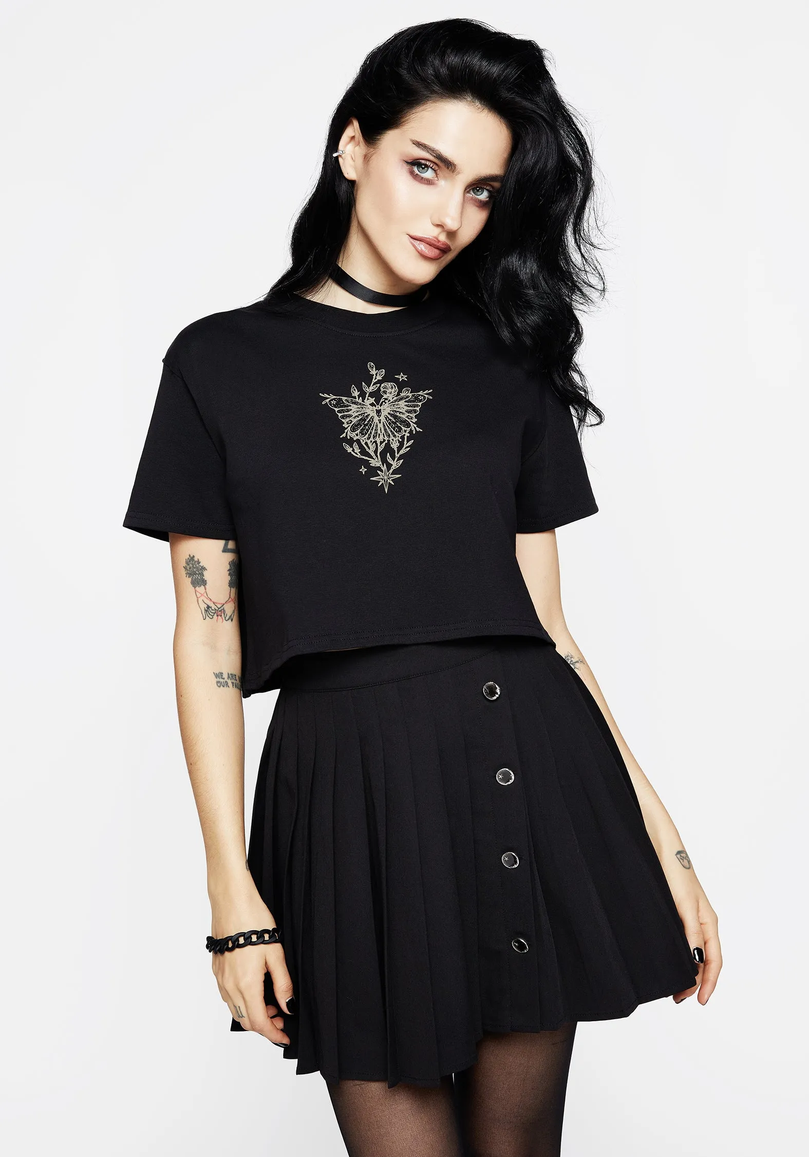 Hawkmoth Graphic Print Boxy Crop Tee sold by Disturbia product image thumbnail 4