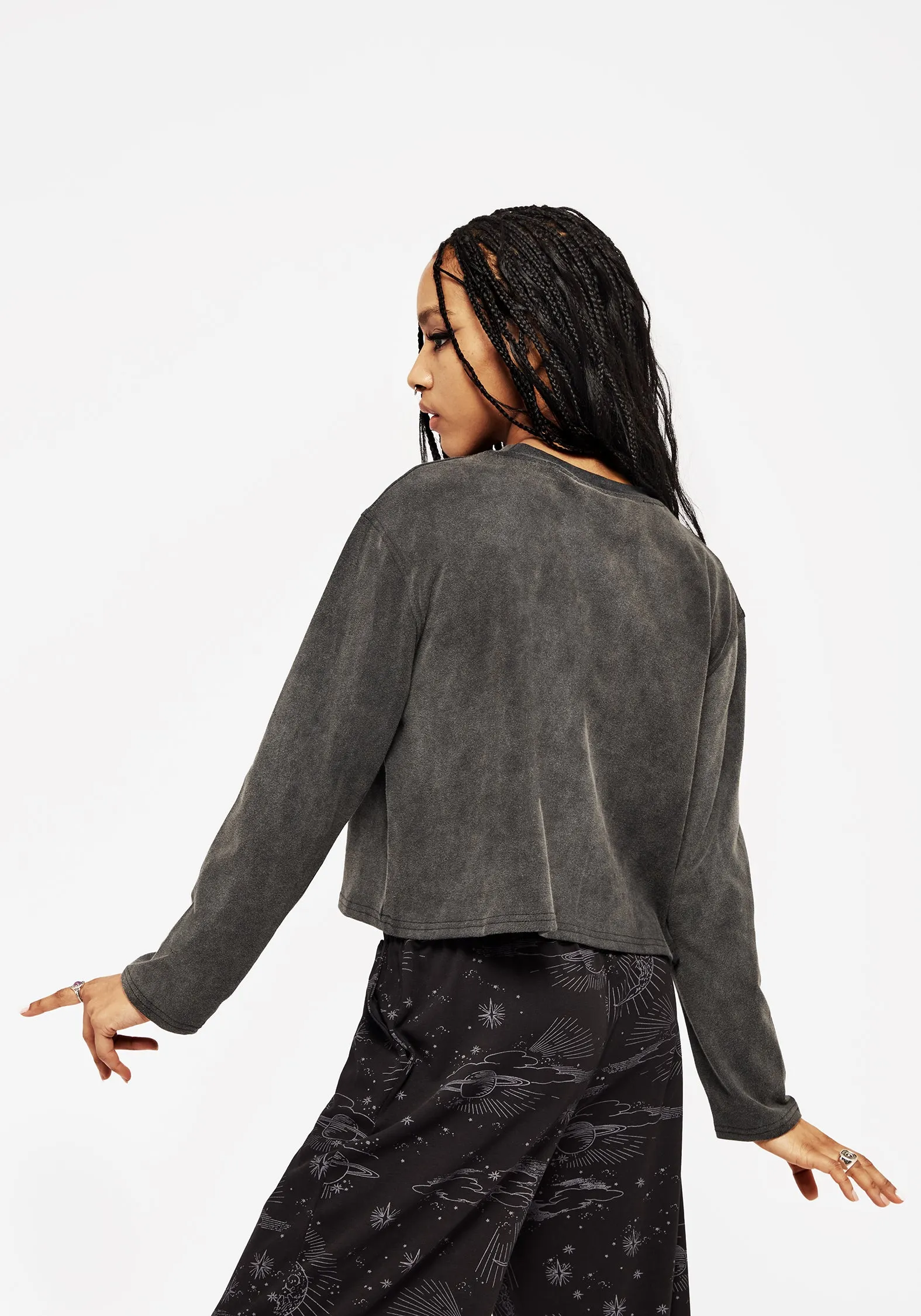 Cosmic Long Sleeve Crop Pyjama Top sold by Disturbia product image thumbnail 3