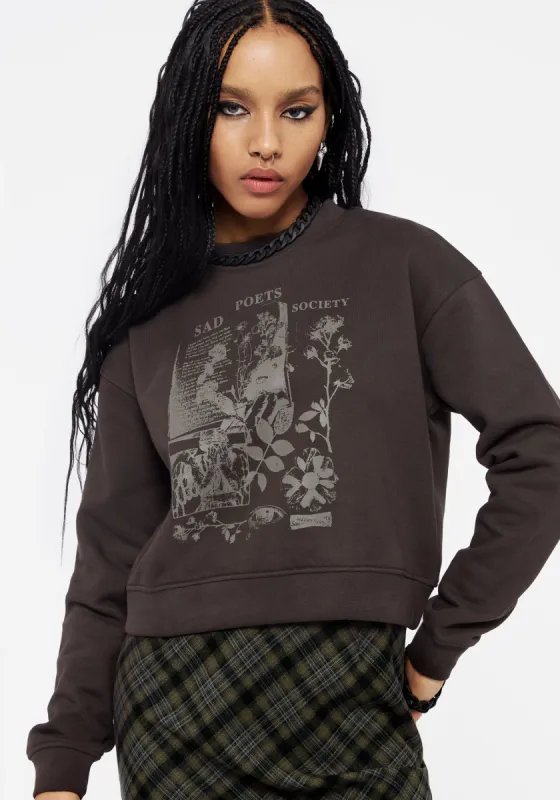 Sad Poets Graphic Print Crop Sweater sold by Disturbia