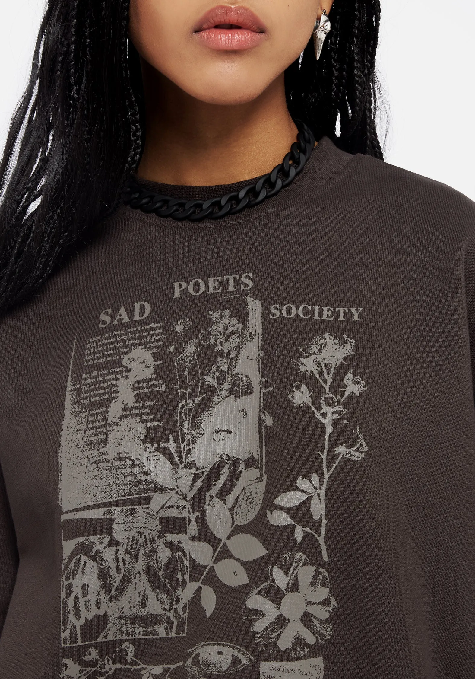 Sad Poets Graphic Print Crop Sweater sold by Disturbia product image thumbnail 2