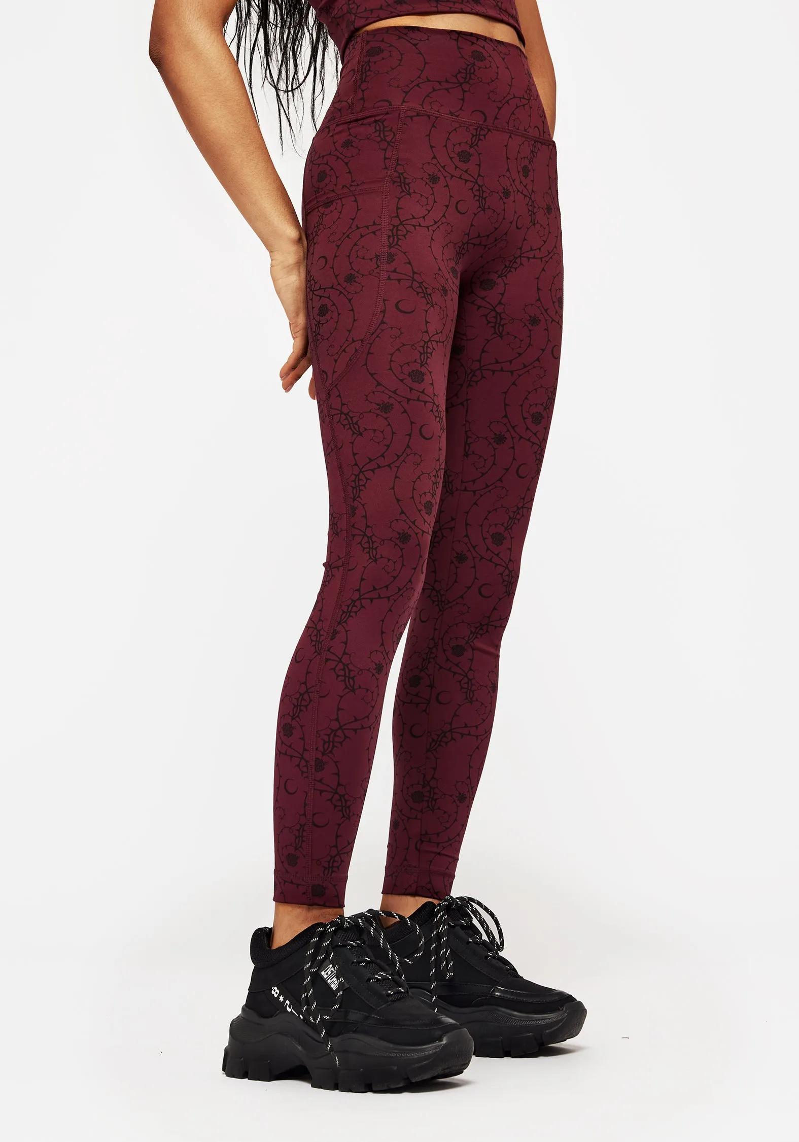 Rosethorn Floral Print Athleisure Sports Leggings sold by Disturbia