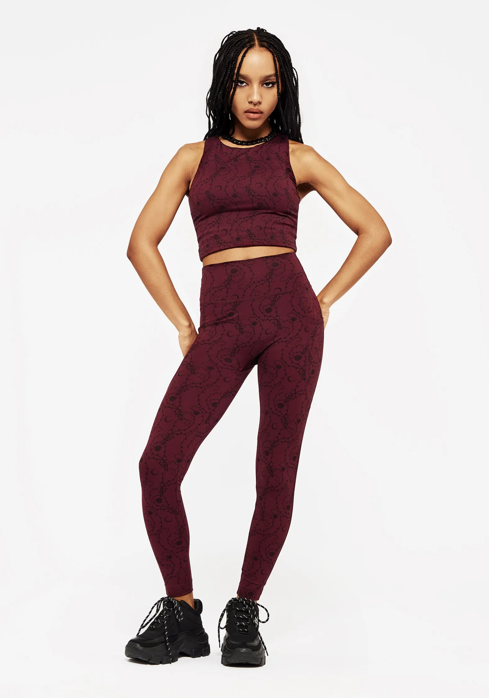 Rosethorn Floral Print Athleisure Sports Leggings sold by Disturbia product image thumbnail 5