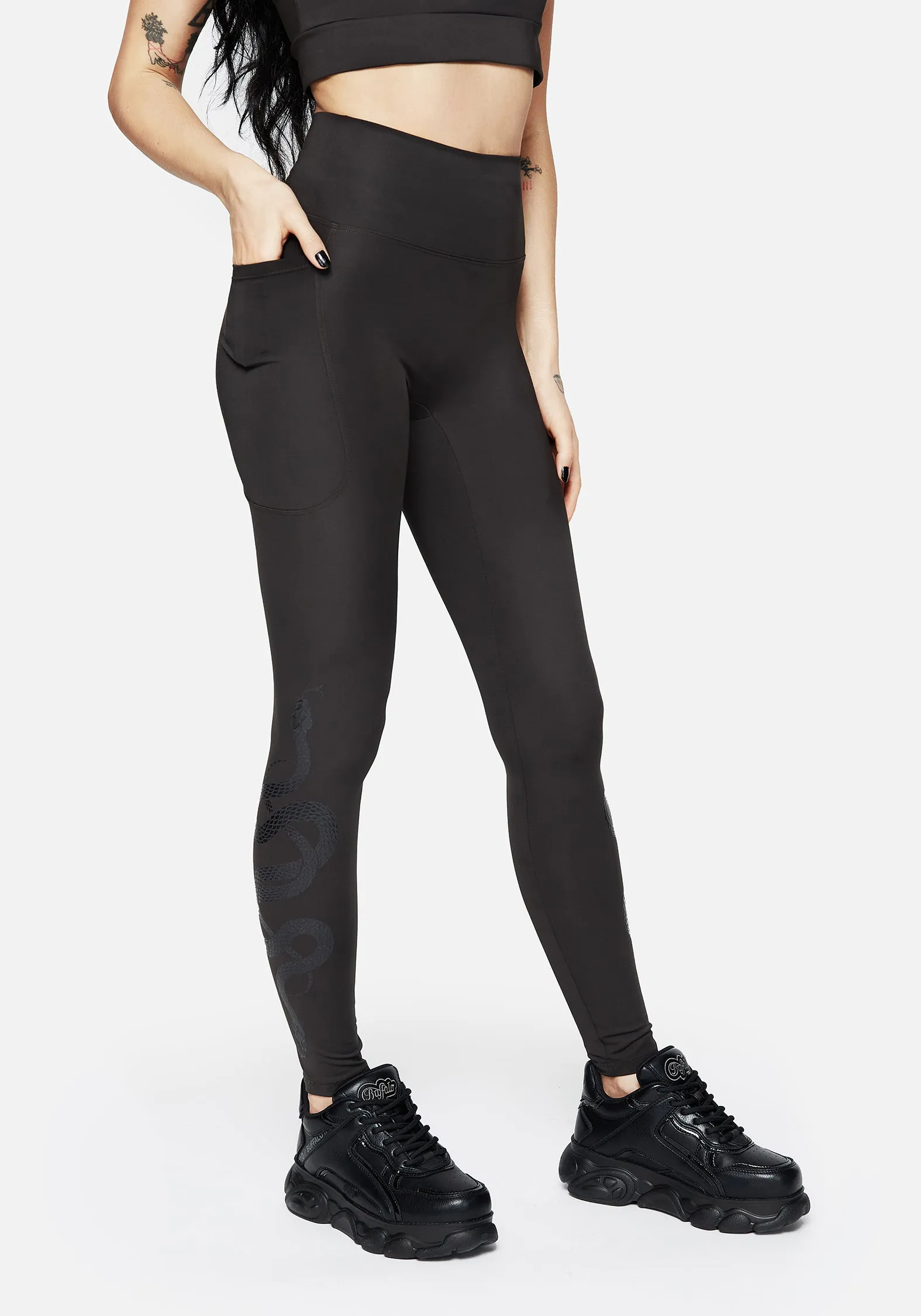 Venin Snake Athleisure Leggings - Charcoal sold by Disturbia