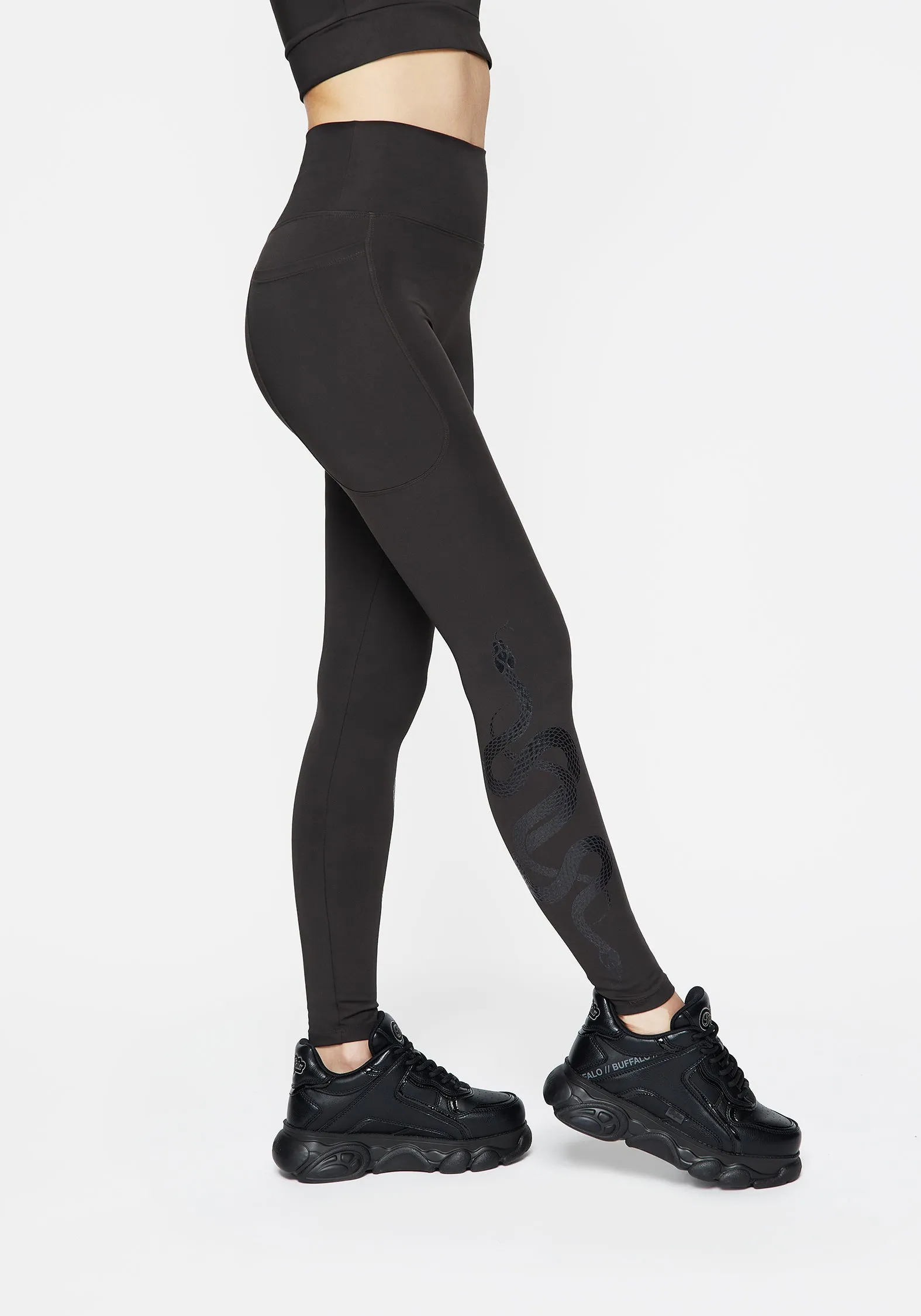 Venin Snake Athleisure Leggings - Charcoal sold by Disturbia product image thumbnail 5