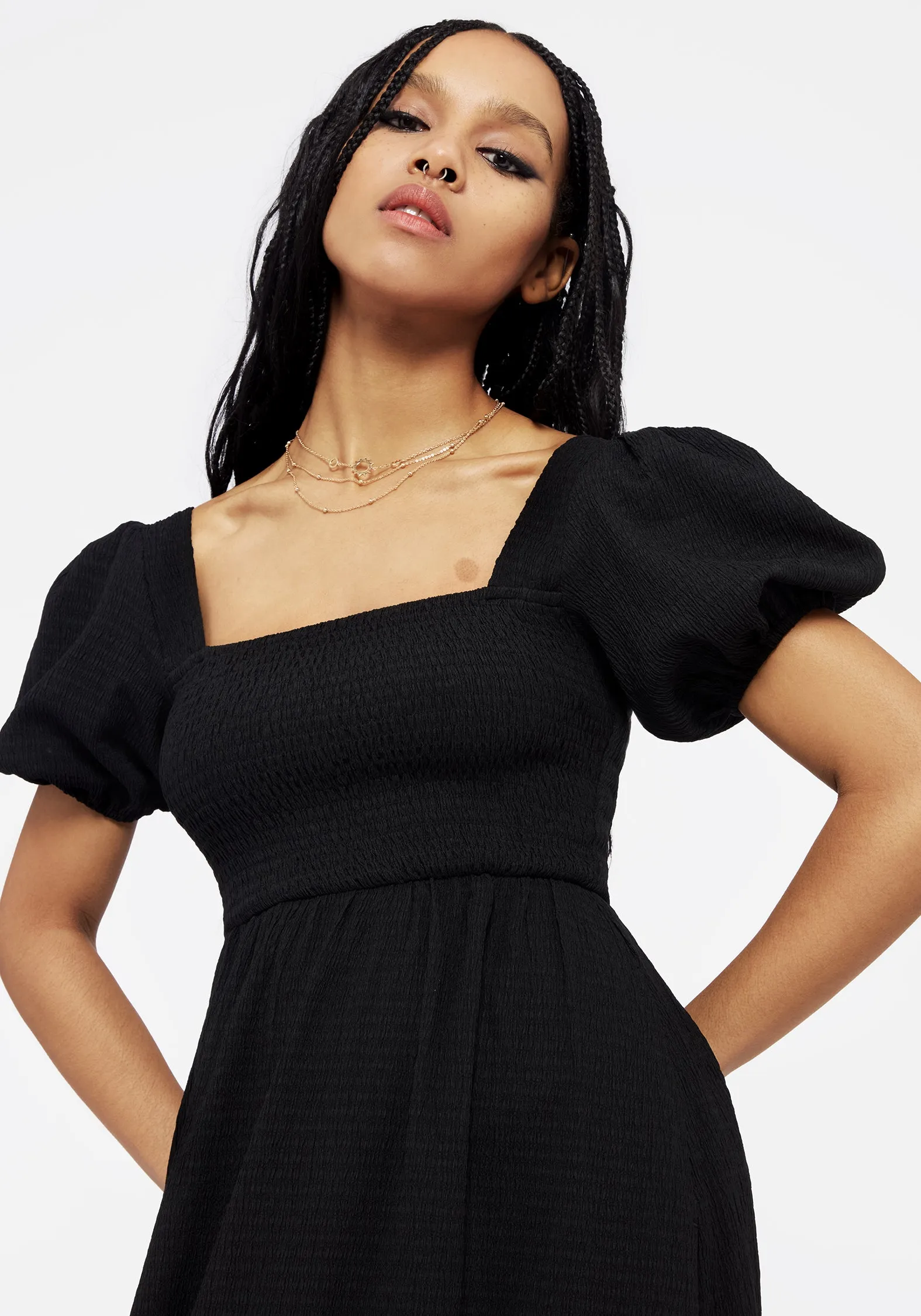 Carmine Midaxi Smock Dress - Black sold by Disturbia product image thumbnail 2