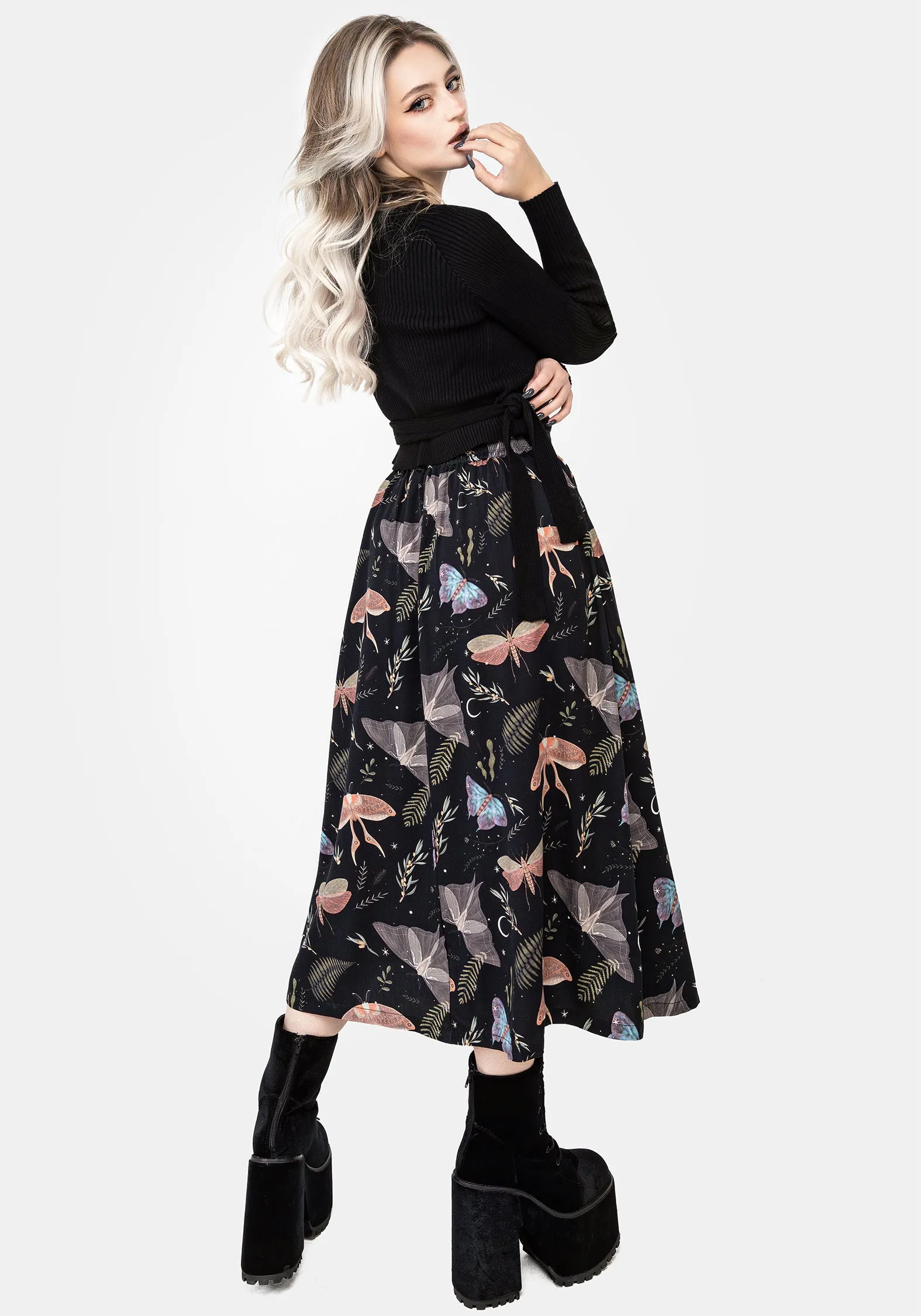Nightmoth Button Up Midi Skirt sold by Disturbia product image thumbnail 3