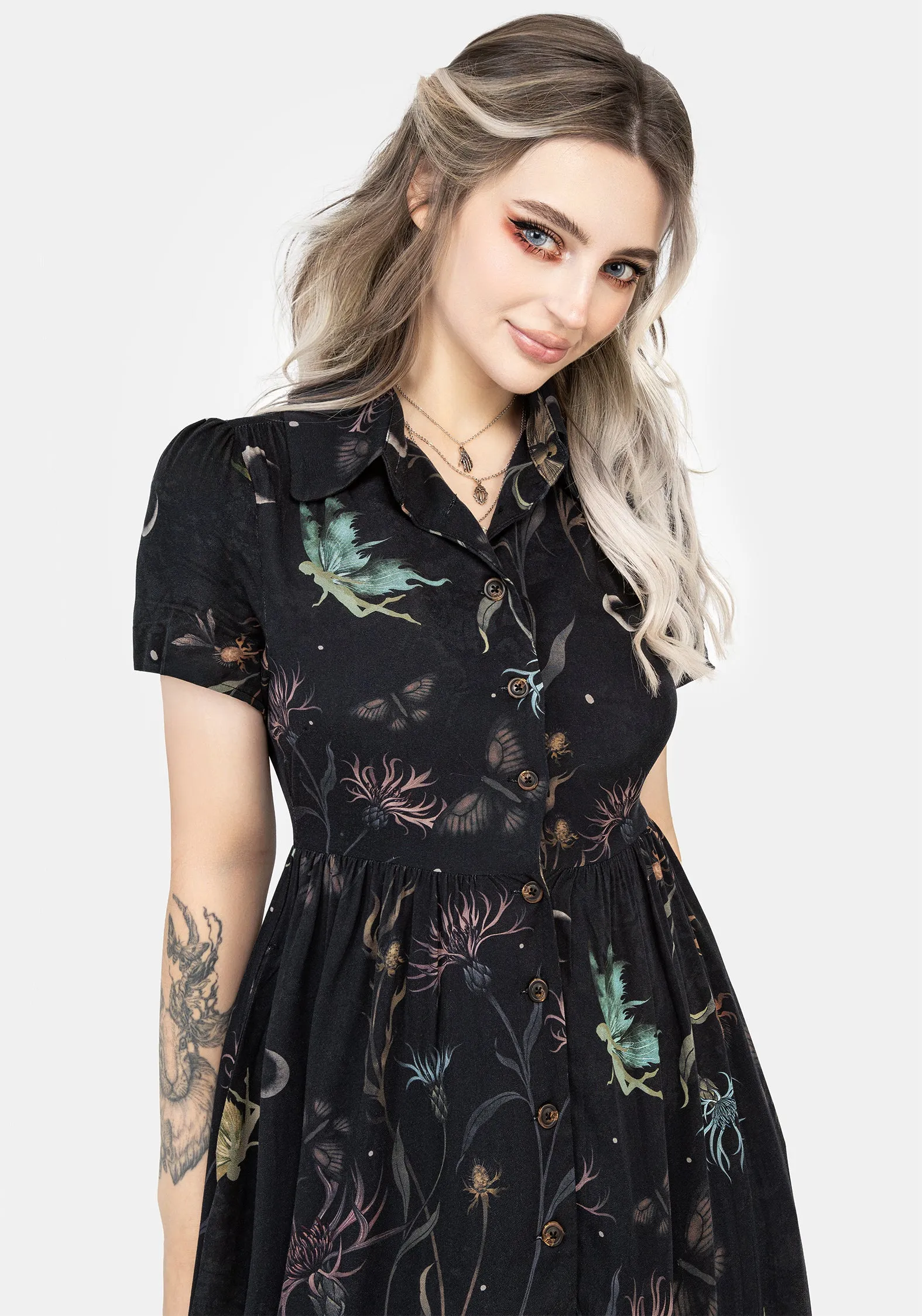Rosanella Floral Print Midi Shirt Dress sold by Disturbia product image thumbnail 4