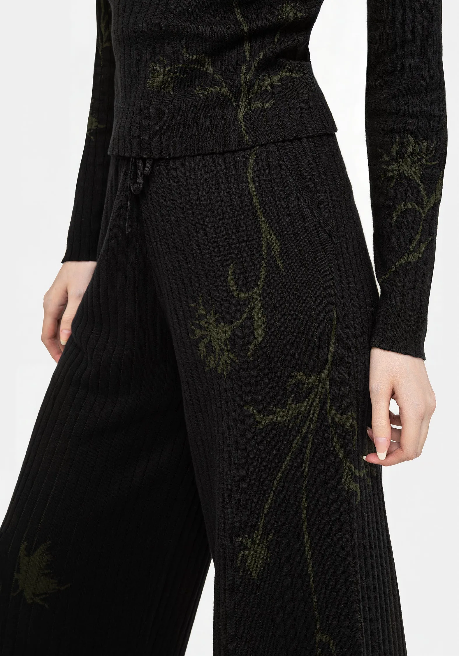 Diastella Floral Jacquard Rib Knit Trousers sold by Disturbia product image thumbnail 2