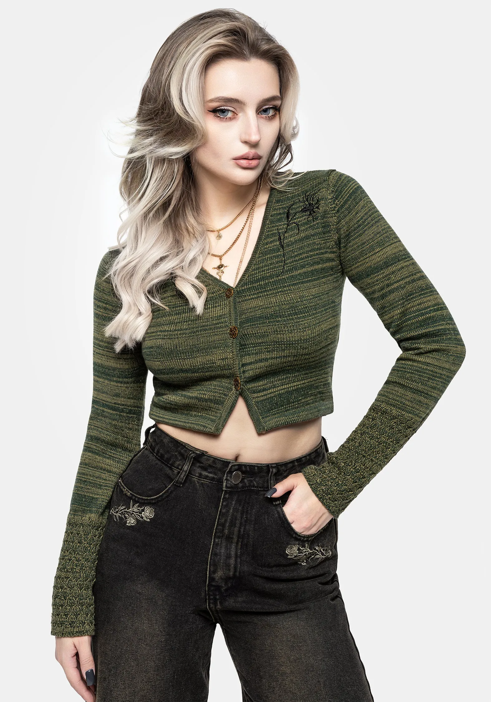 Diastella Floral Embroidered Crop Cardigan sold by Disturbia product image thumbnail 5