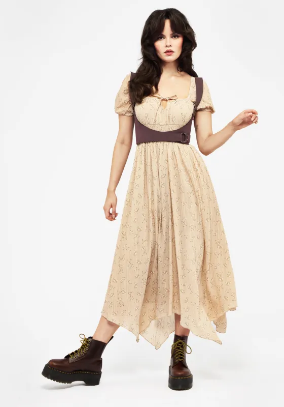 Tabitha Floral Print Chiffon Handkerchief Hem Midaxi Dress sold by Disturbia