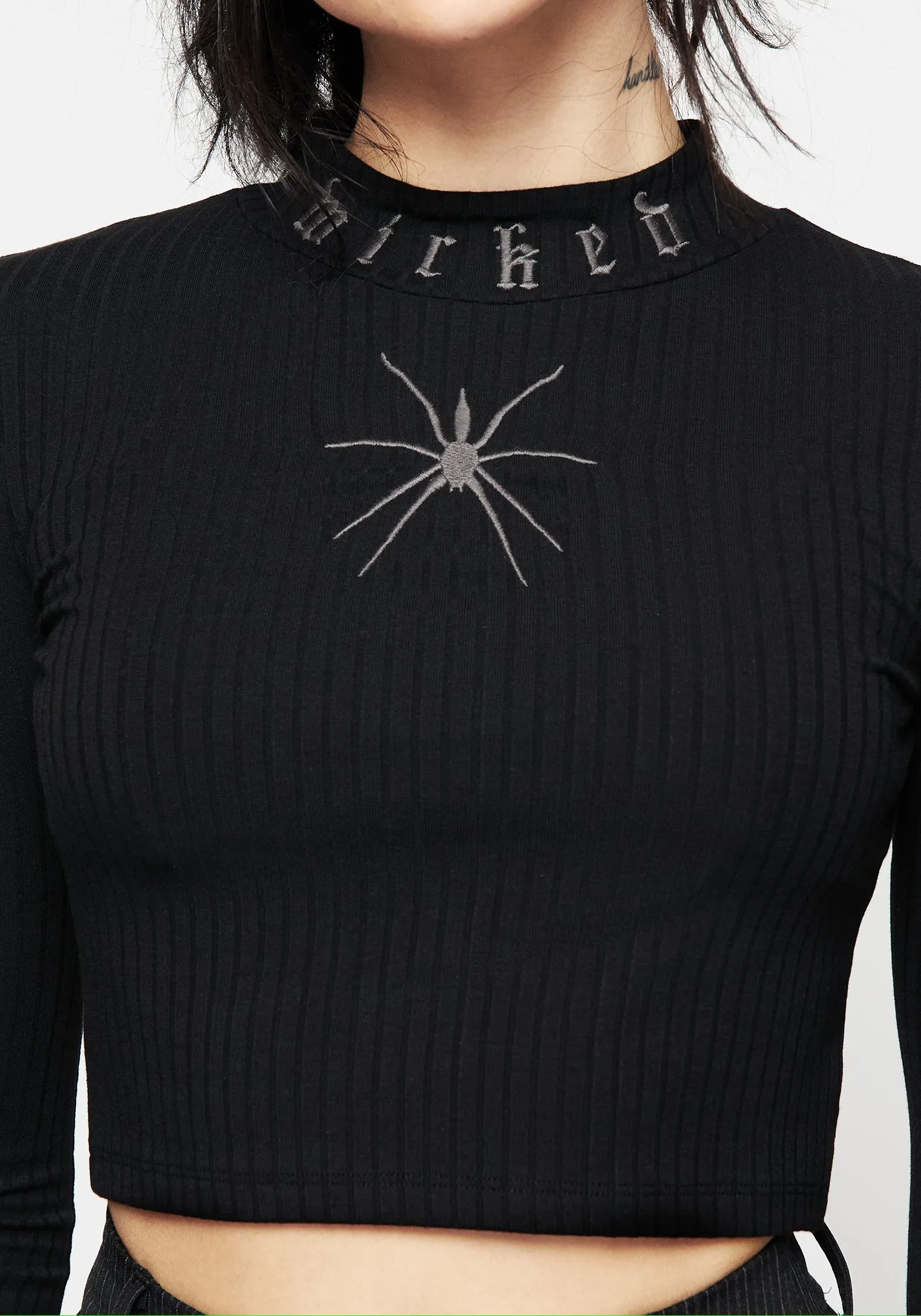 Atracid Embroidered Funnel Neck Crop Top sold by Disturbia product image thumbnail 2