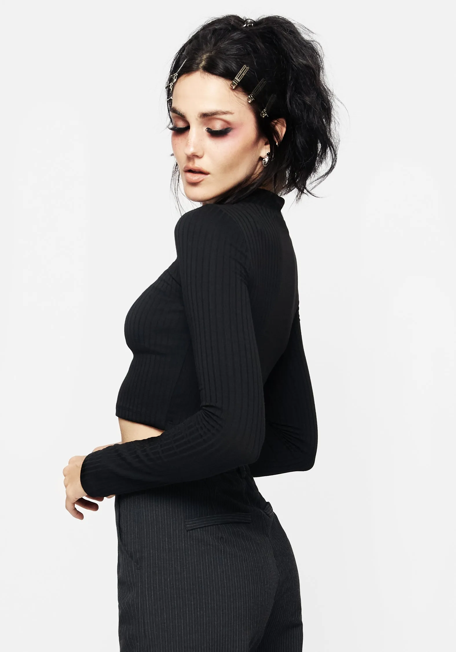 Atracid Embroidered Funnel Neck Crop Top sold by Disturbia product image thumbnail 3