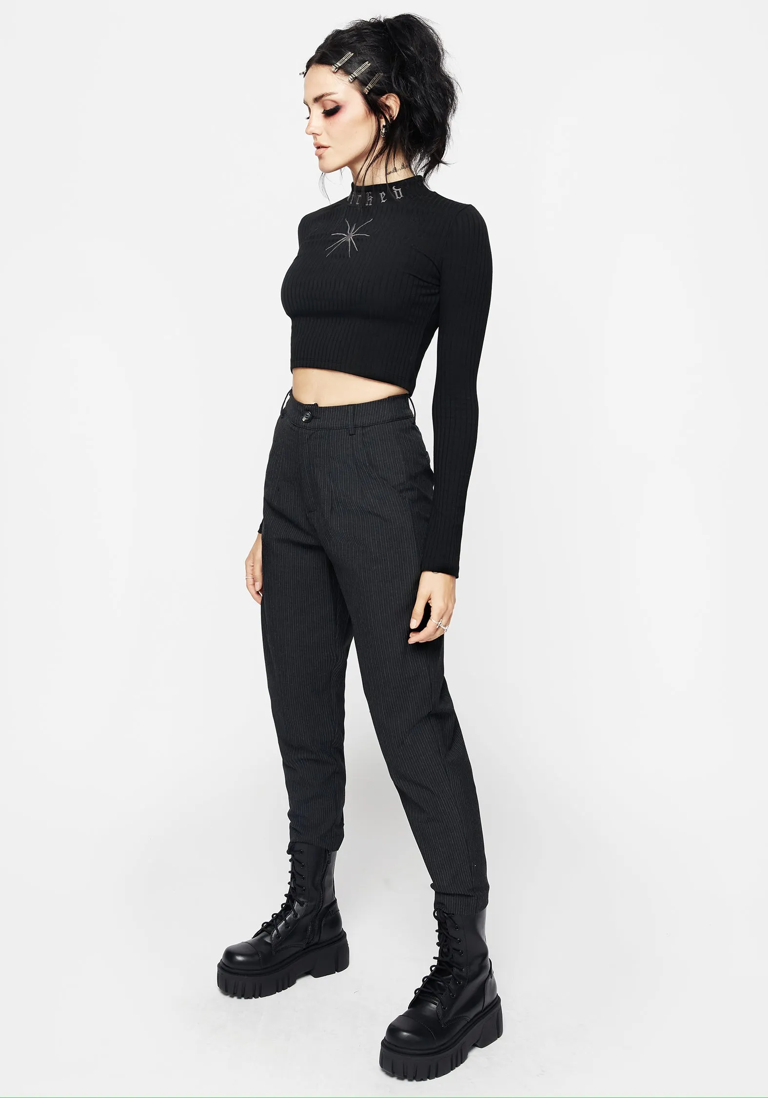 Atracid Embroidered Funnel Neck Crop Top sold by Disturbia product image thumbnail 4
